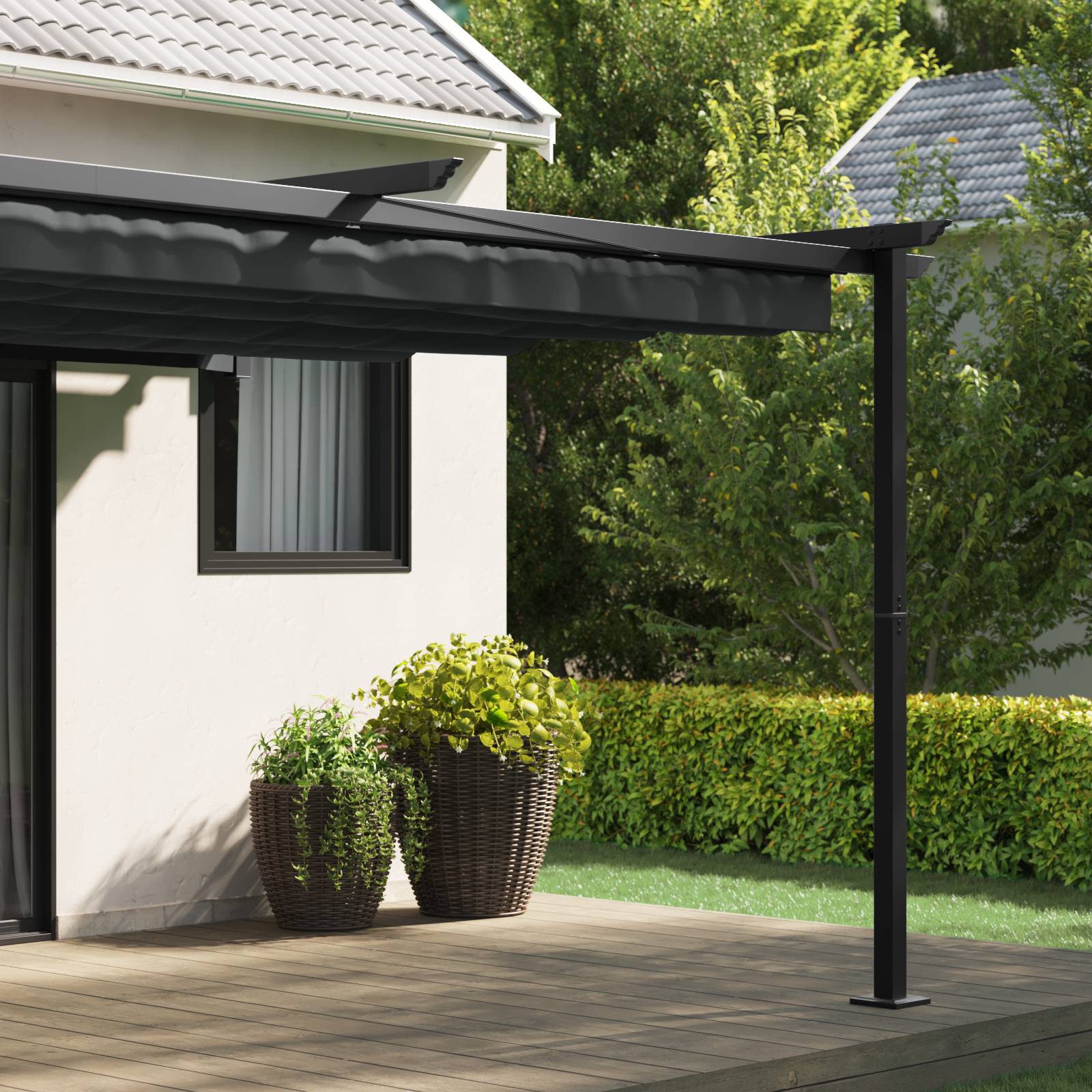 vidaXL Wandmontierter Pavillon Anthrazit 3 x 4 m Stahl
