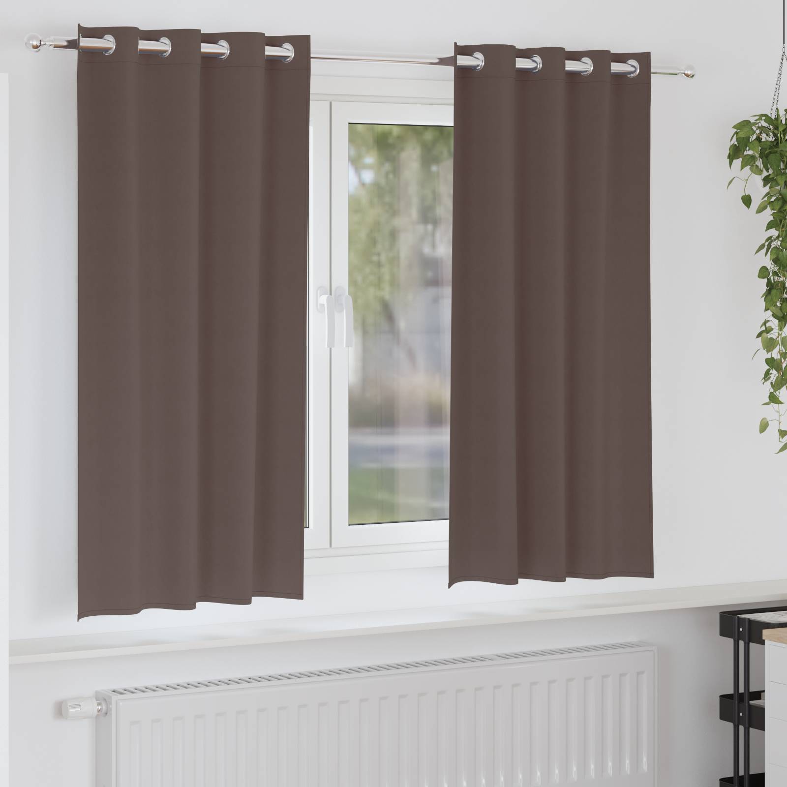 vidaXL Vorhänge mit Vorhängen 2 pcs Dunkelbraun 175 x 140 cm Polyester