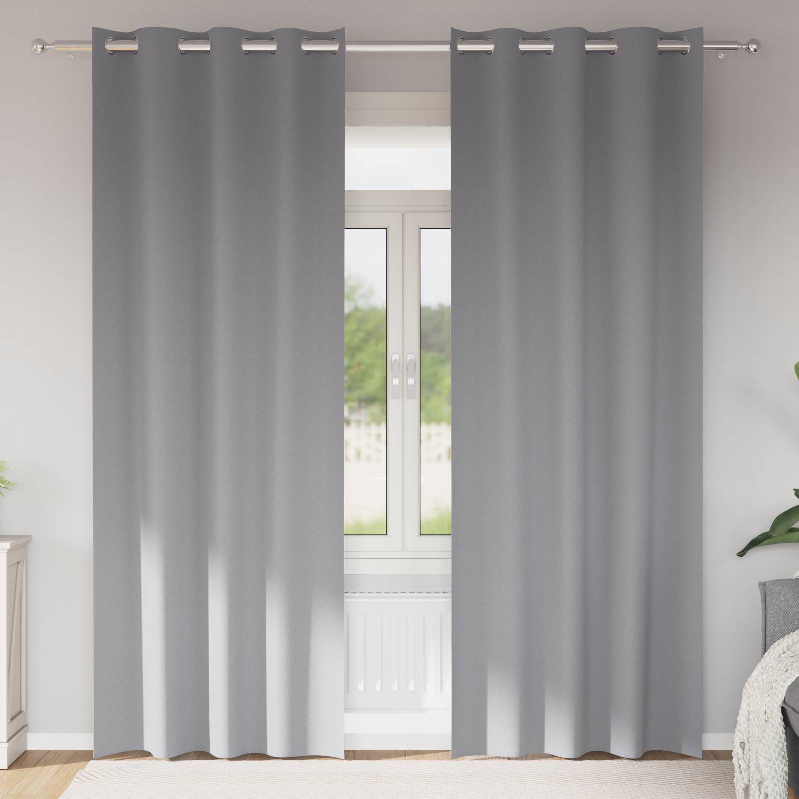vidaXL Vorhänge mit Vorhängen 2 pcs Hellgrau 245 x 140 cm Polyester