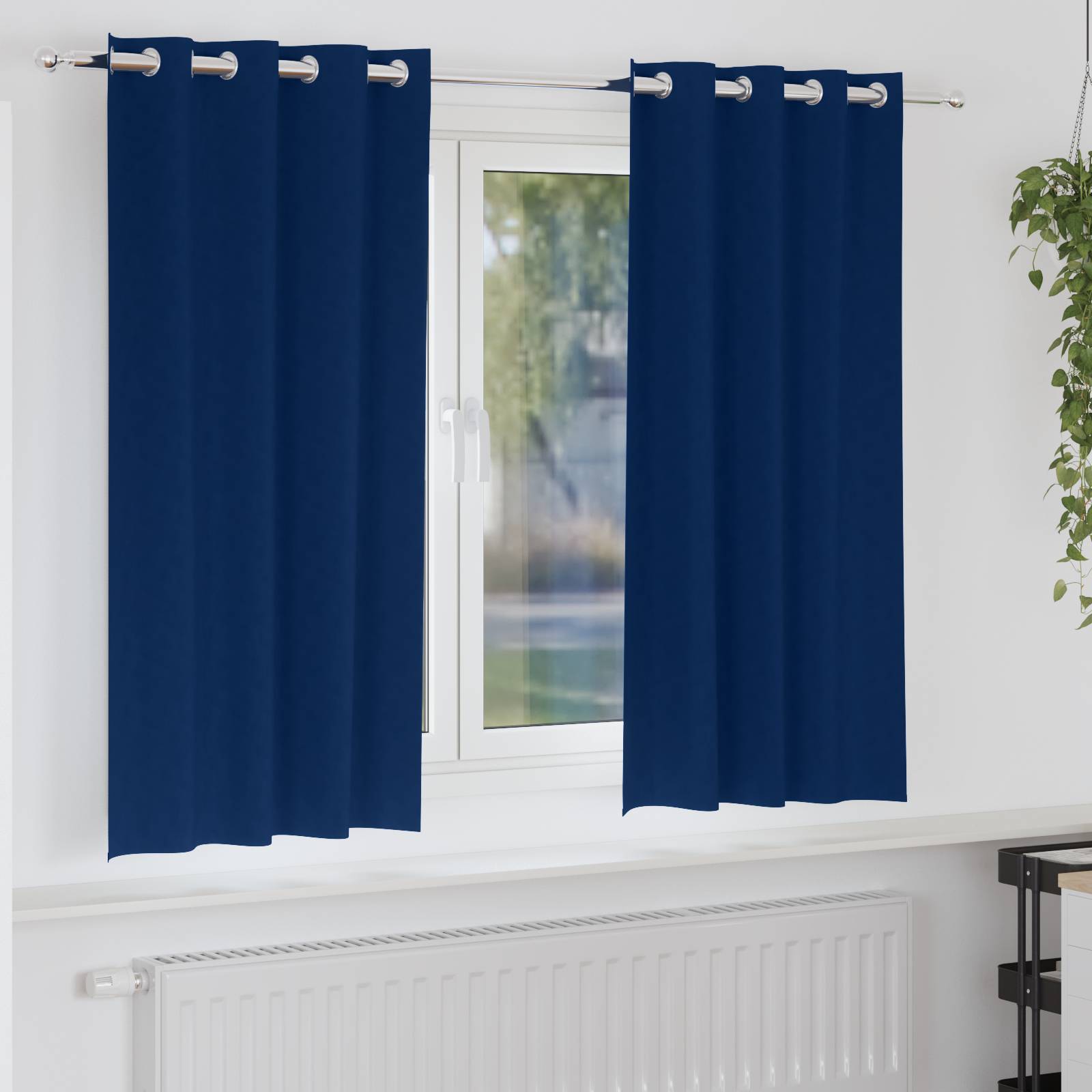 vidaXL Vorhänge mit Vorhängen 2 pcs Dunkelblau 175 x 140 cm Polyester