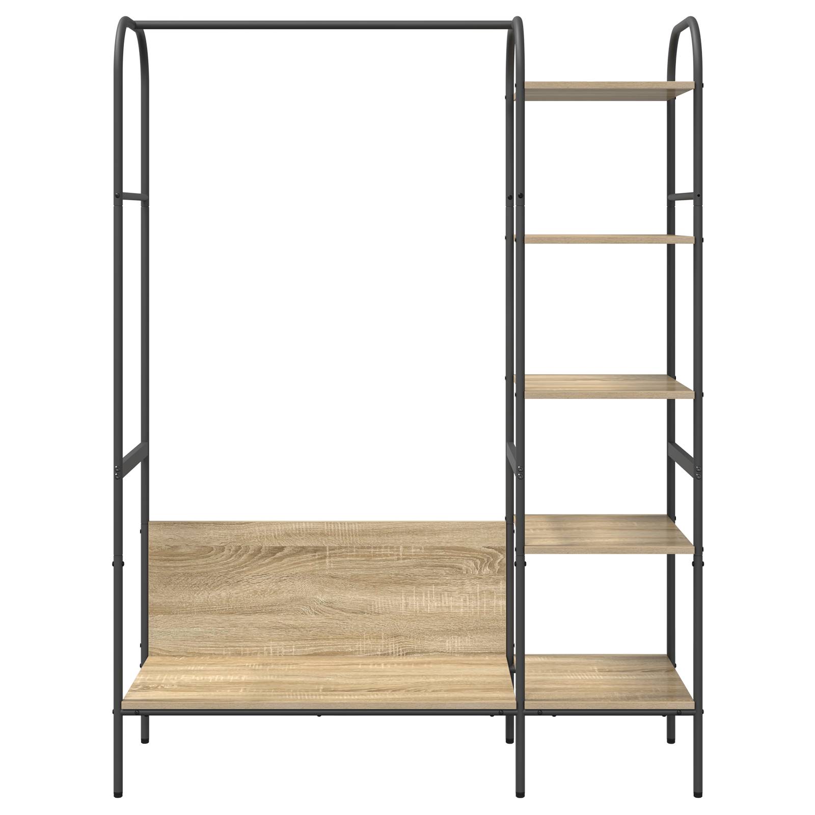 vidaXL Kleiderständer mit Regalen Sonoma Eiche 120x44x160 cm Holzwerkstoff