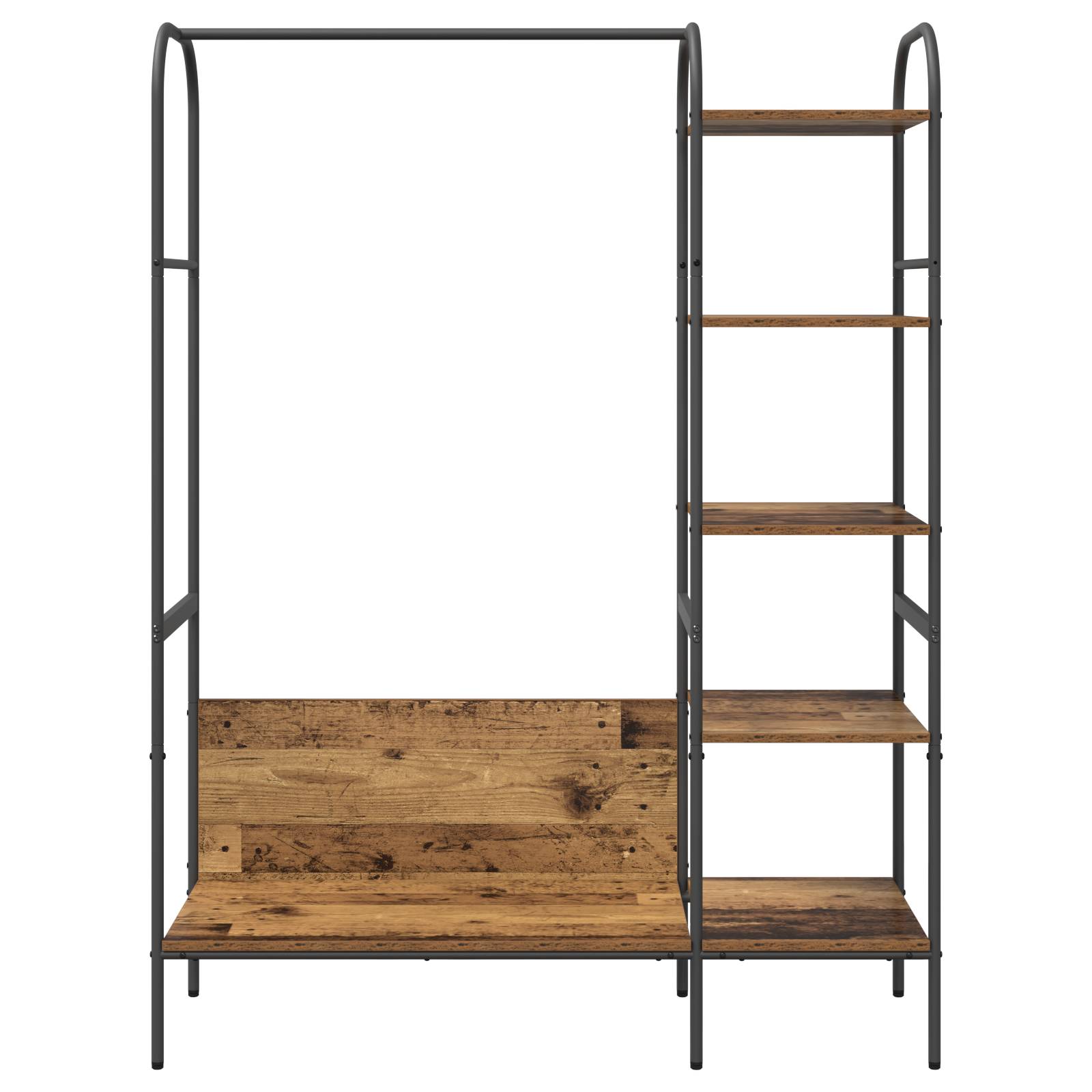 vidaXL Kleiderständer mit Regalen Altes Holz 120x44x160 cm Leichtes Holz