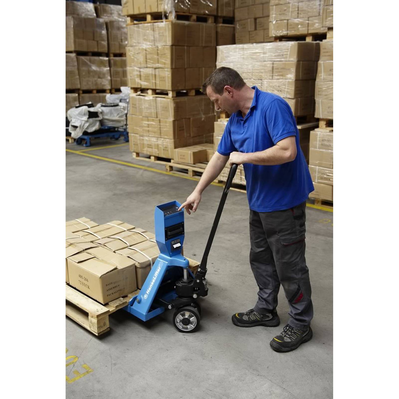 HanseLifter WHP-DE1500 Palettenhubwagen mit Waage und Drucker Tragkraft 1500kg