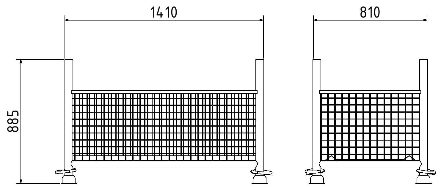 Schake 50310-0 Gitterboxpalette 1,30m x 0,70m x 0,50m verzinkt with closed hook
