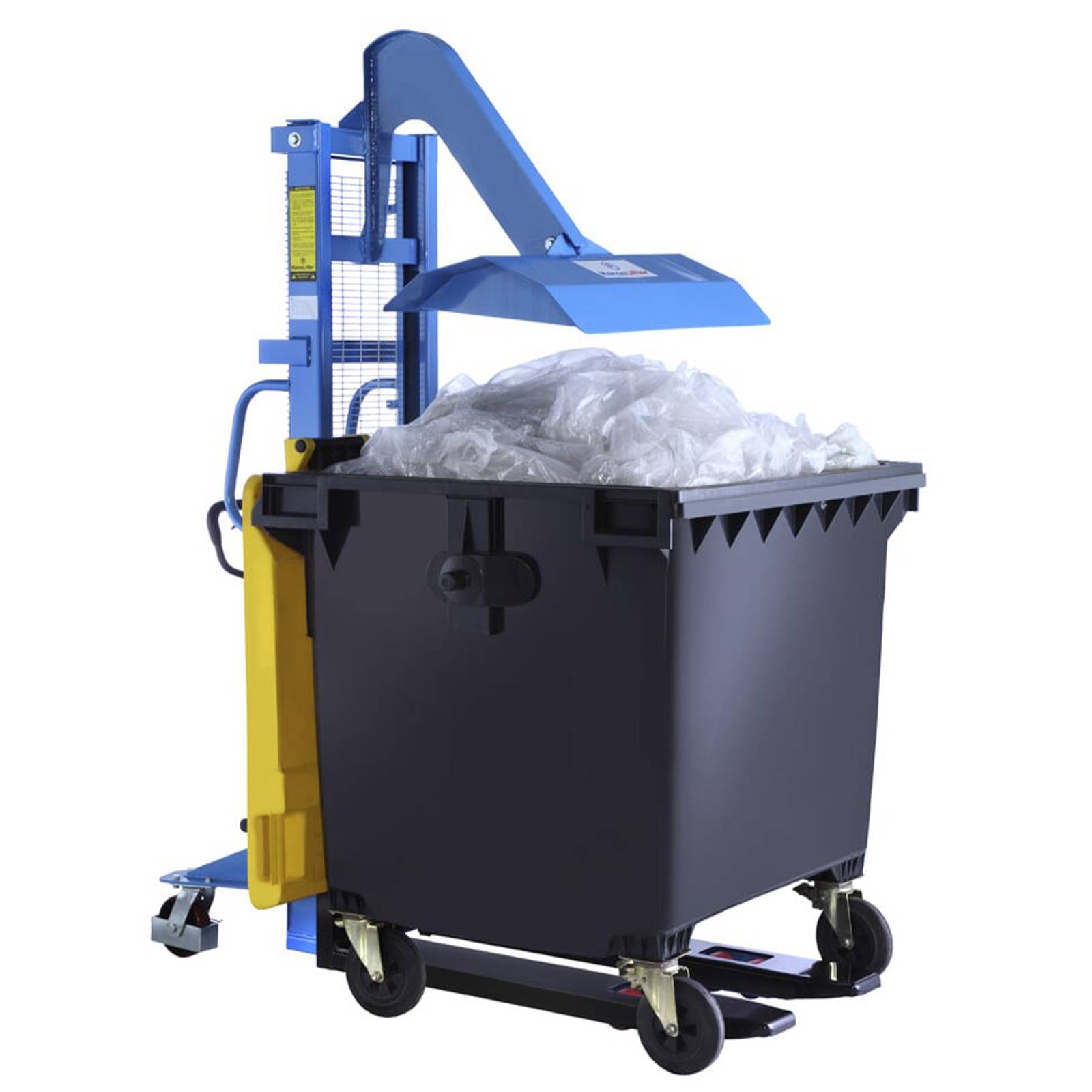 Hanselifter Müllpresse LiftPress LP1100 + Hochhubwagen SDJ1016 Tragkraft 1000kg Hubhöhe bis 1600mm