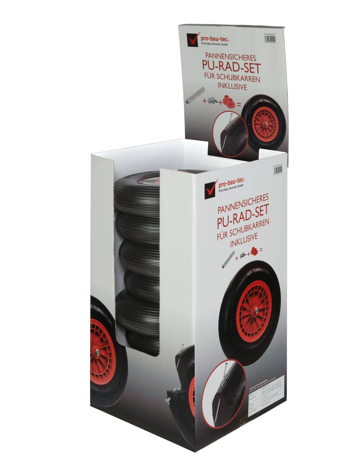 Pro-Bau-Tec Display PU-Rad für Schubkarren inkl. Montagezubehör