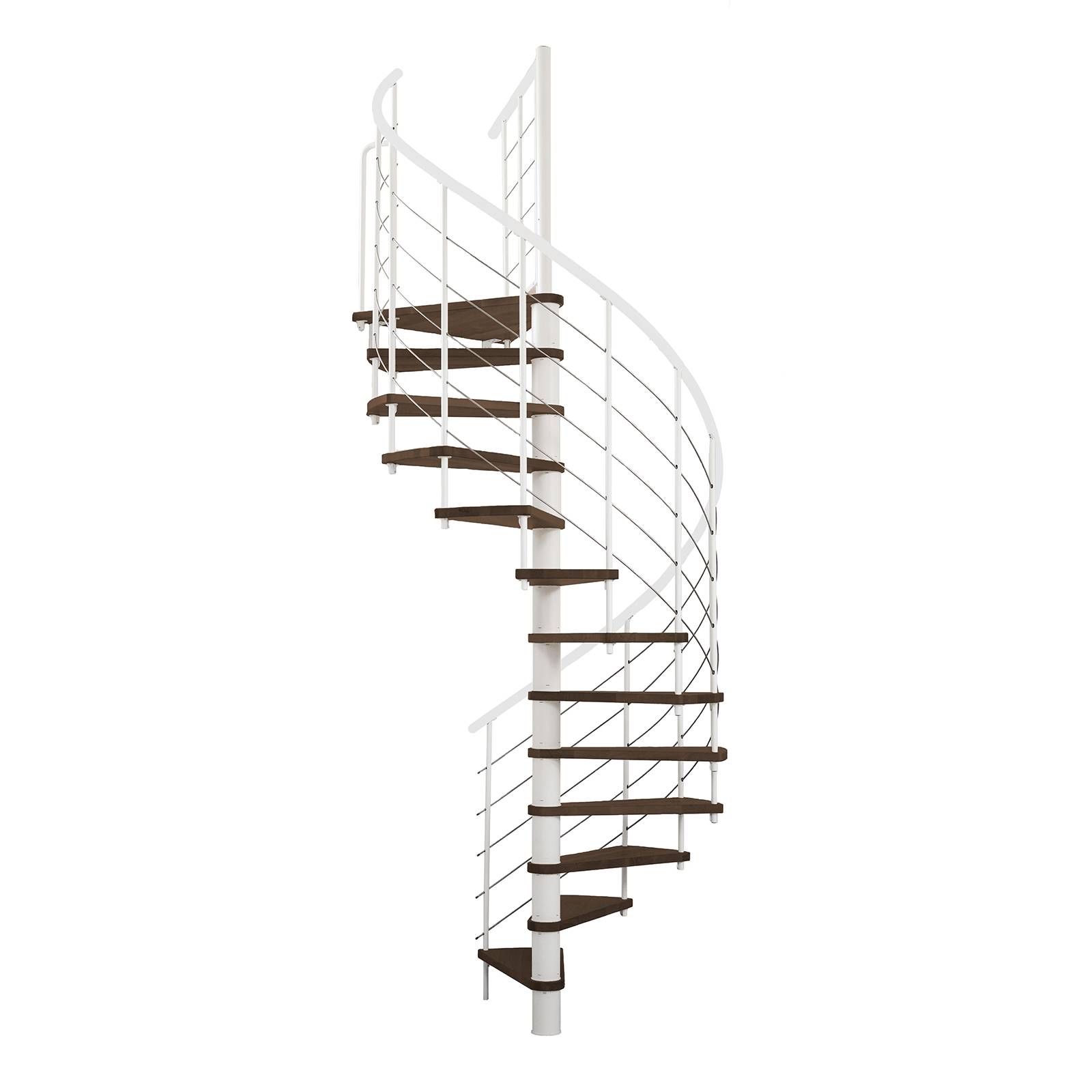 Minka Spindeltreppe Venezia Smart 38 - 305,5cm Geschosshöhe Walnuss Weiß 120cm Durchmesser