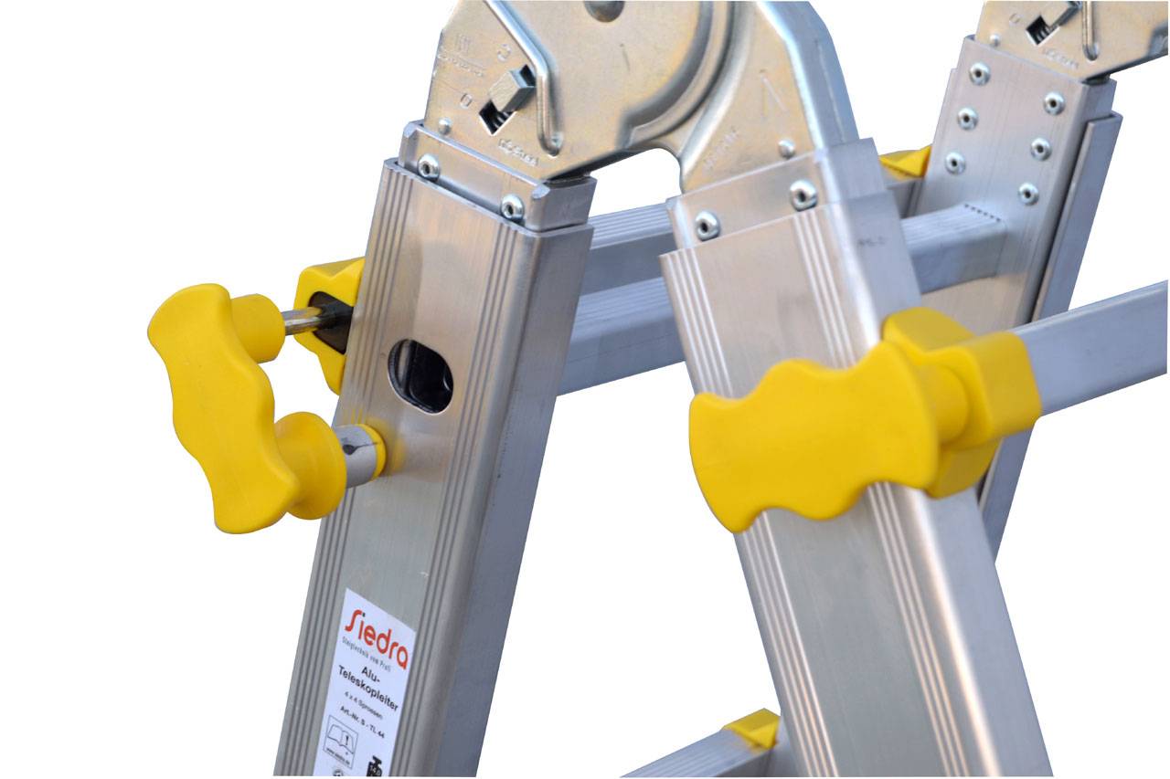 Siedra Teleskopleiter 984 mit stabilem Stahlbügelgelenk 4x5 Sprossen