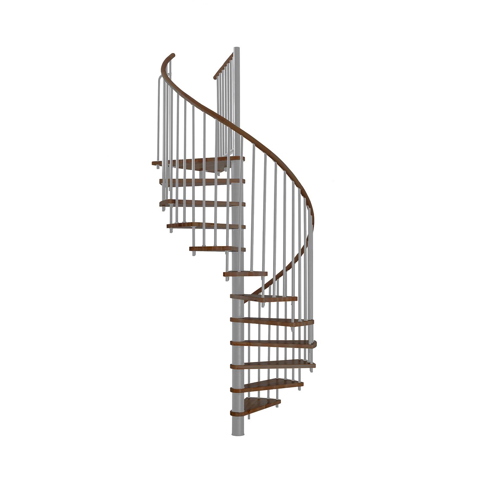 Minka Spindeltreppe Spiral Wood 38 - 305,5cm Geschosshöhe Walnuss Grau 140cm Durchmesser
