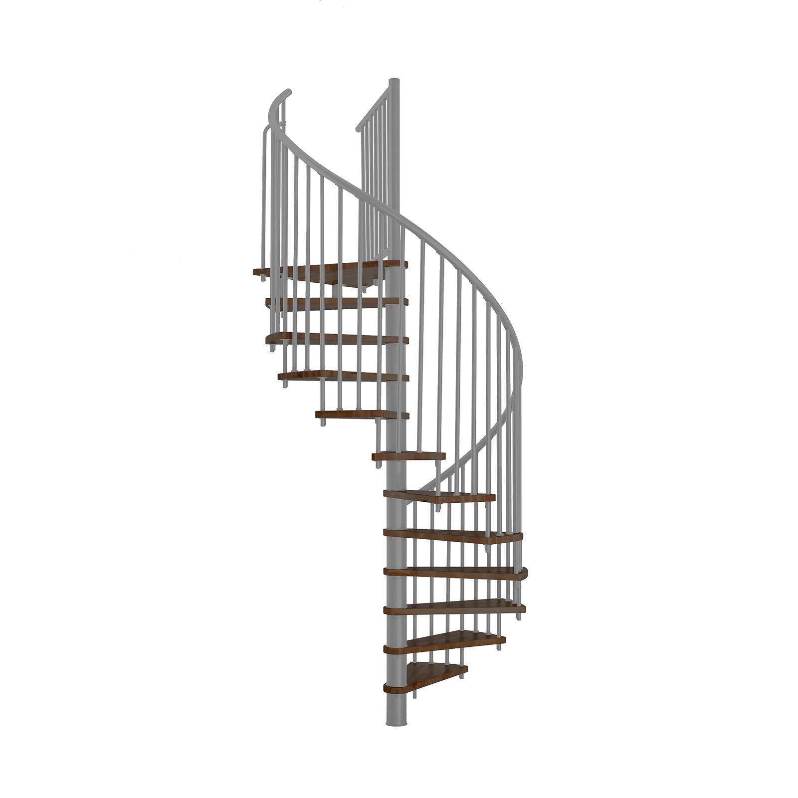 Minka Spindeltreppe Spiral Smart 38 - 305,5cm Geschosshöhe Walnuss Grau 160cm Durchmesser