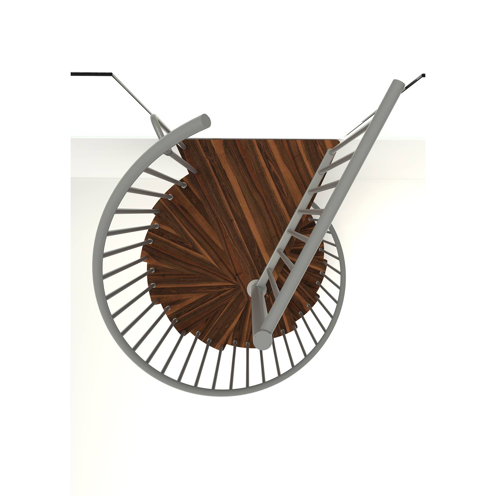 Minka Spindeltreppe Spiral Smart 38 - 305,5cm Geschosshöhe Walnuss Grau 160cm Durchmesser