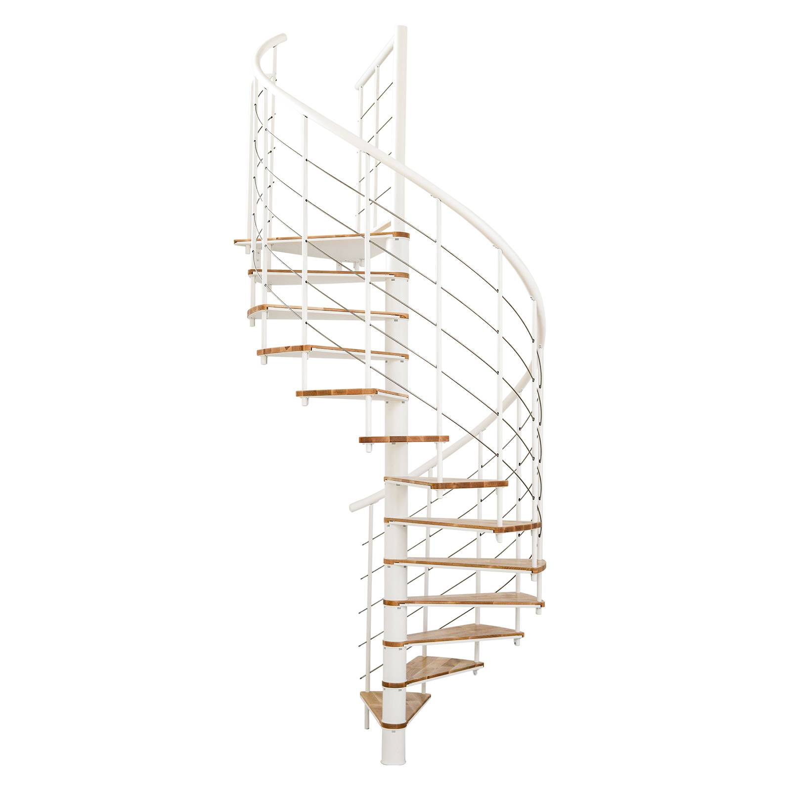 Minka Spindeltreppe Fusion 37 - 295cm Geschosshöhe Buche Weiß 160cm Durchmesser