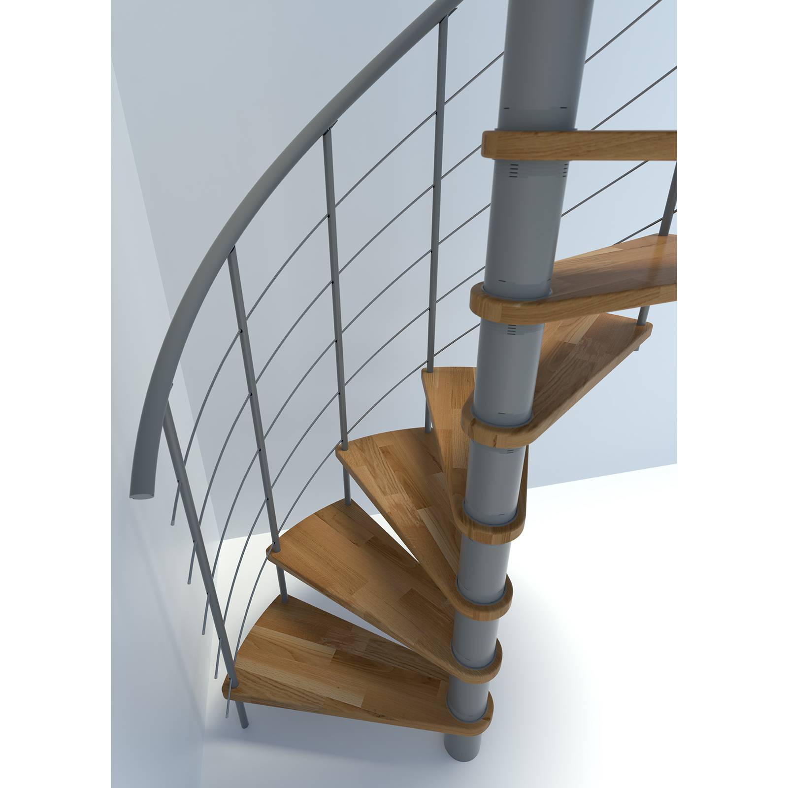 Minka Spindeltreppe Venezia Smart 38 - 305,5cm Geschosshöhe Eiche Grau 160cm Durchmesser