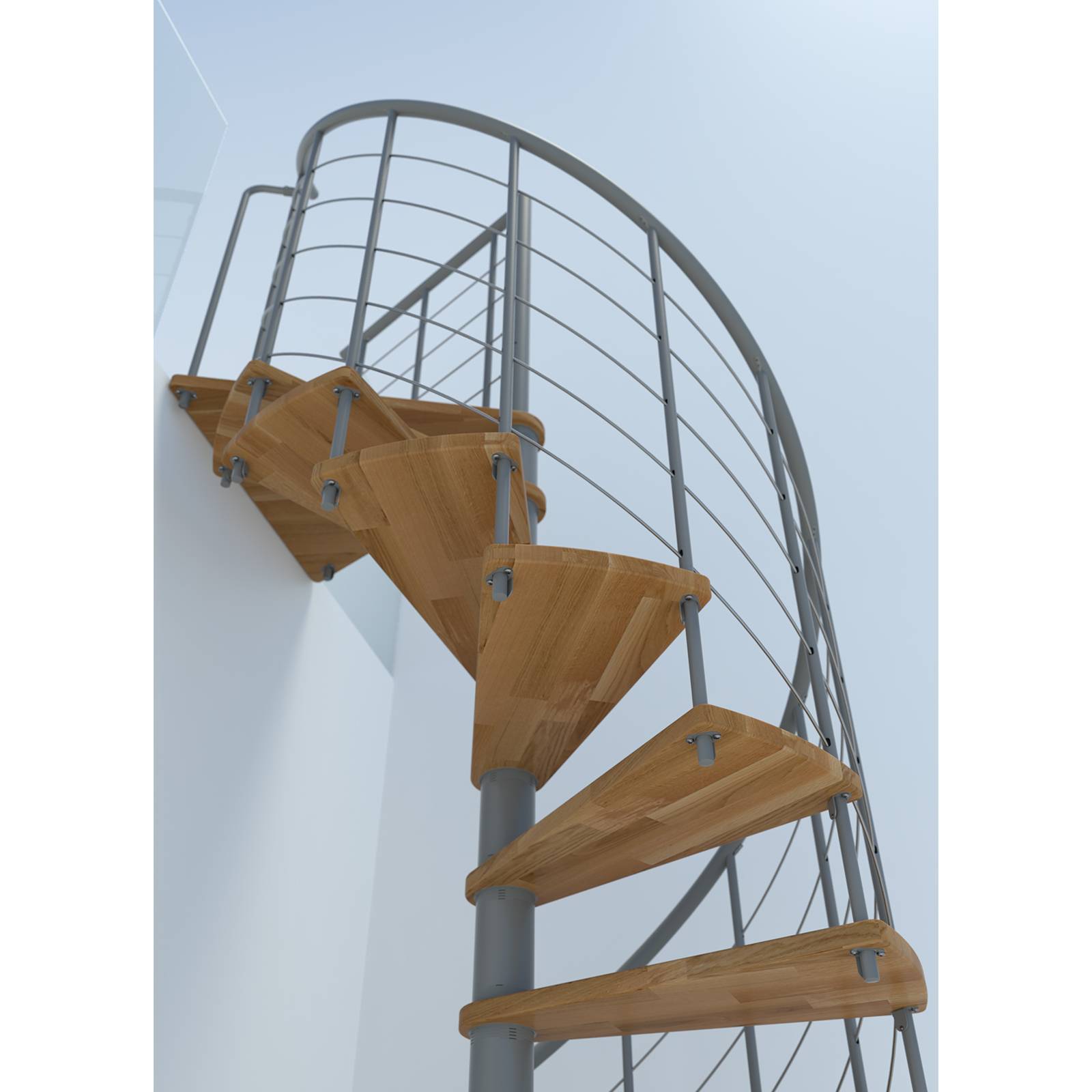 Minka Spindeltreppe Venezia Smart 38 - 305,5cm Geschosshöhe Eiche Grau 140cm Durchmesser