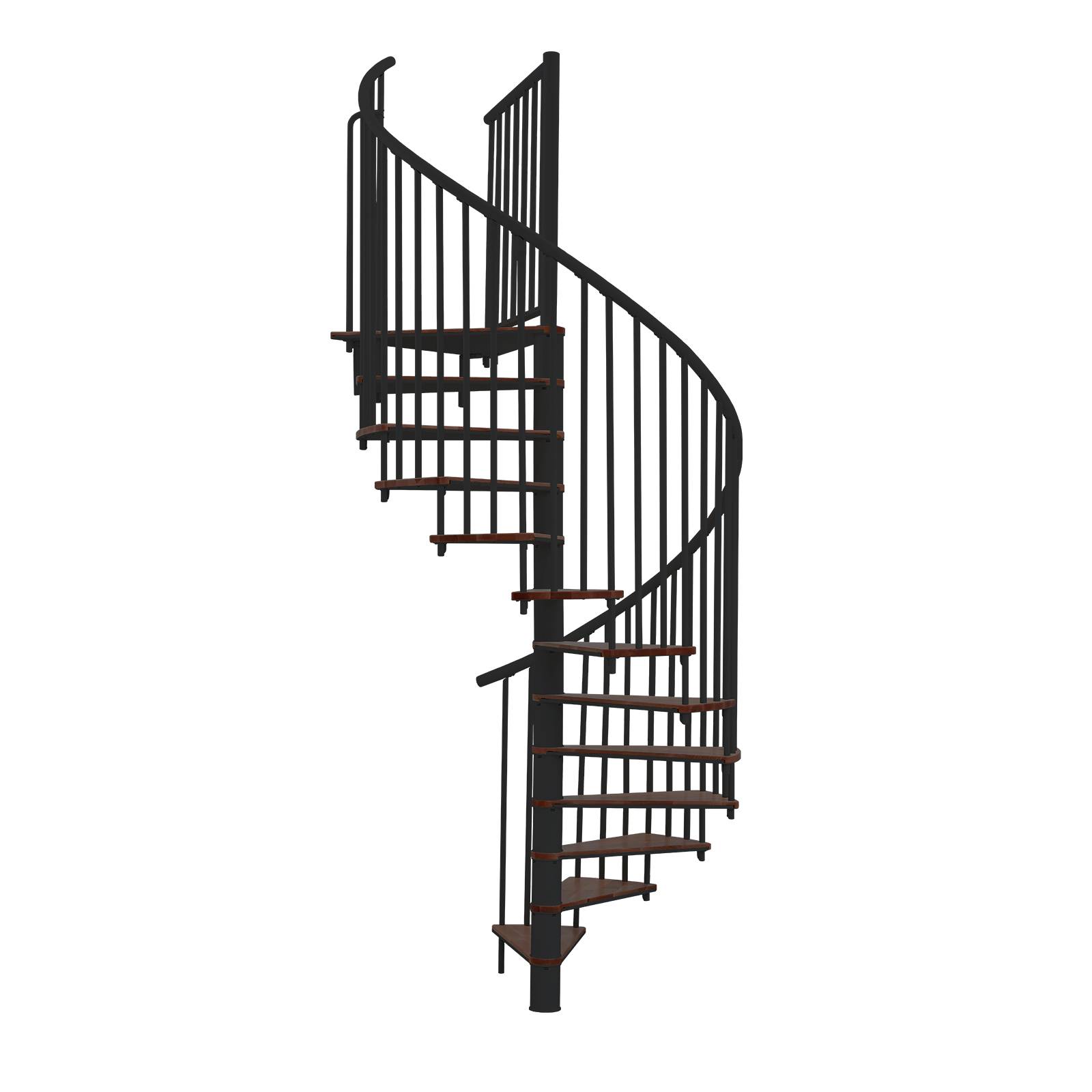 Minka Spindeltreppe Switch 36 - 295cm Geschosshöhe Walnuss Schwarz 120cm Durchmesser