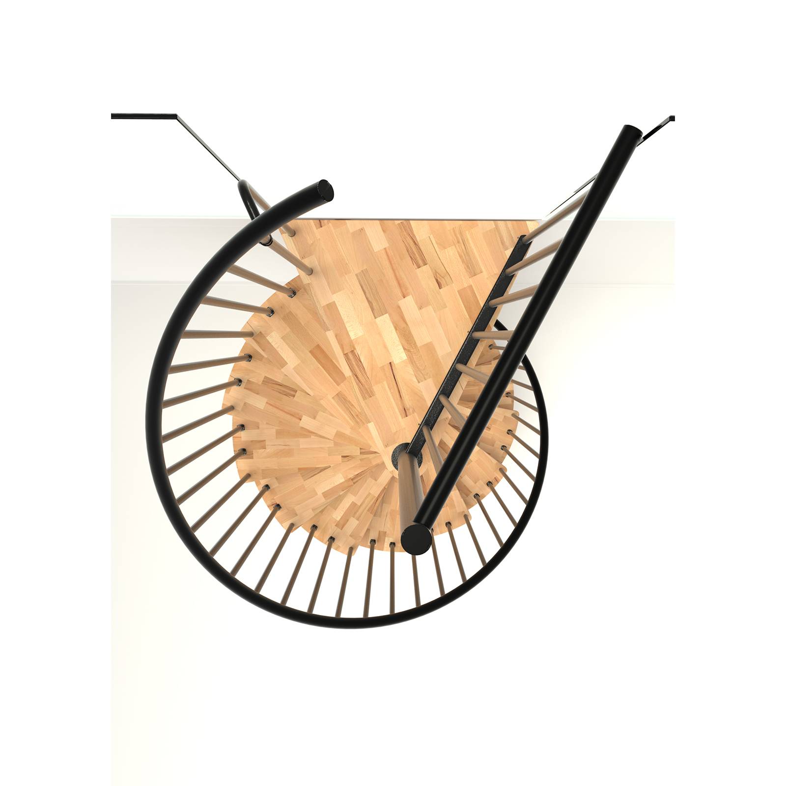 Minka Spindeltreppe Spiral Smart 38 - 305,5cm Geschosshöhe Buche Schwarz 100cm Durchmesser