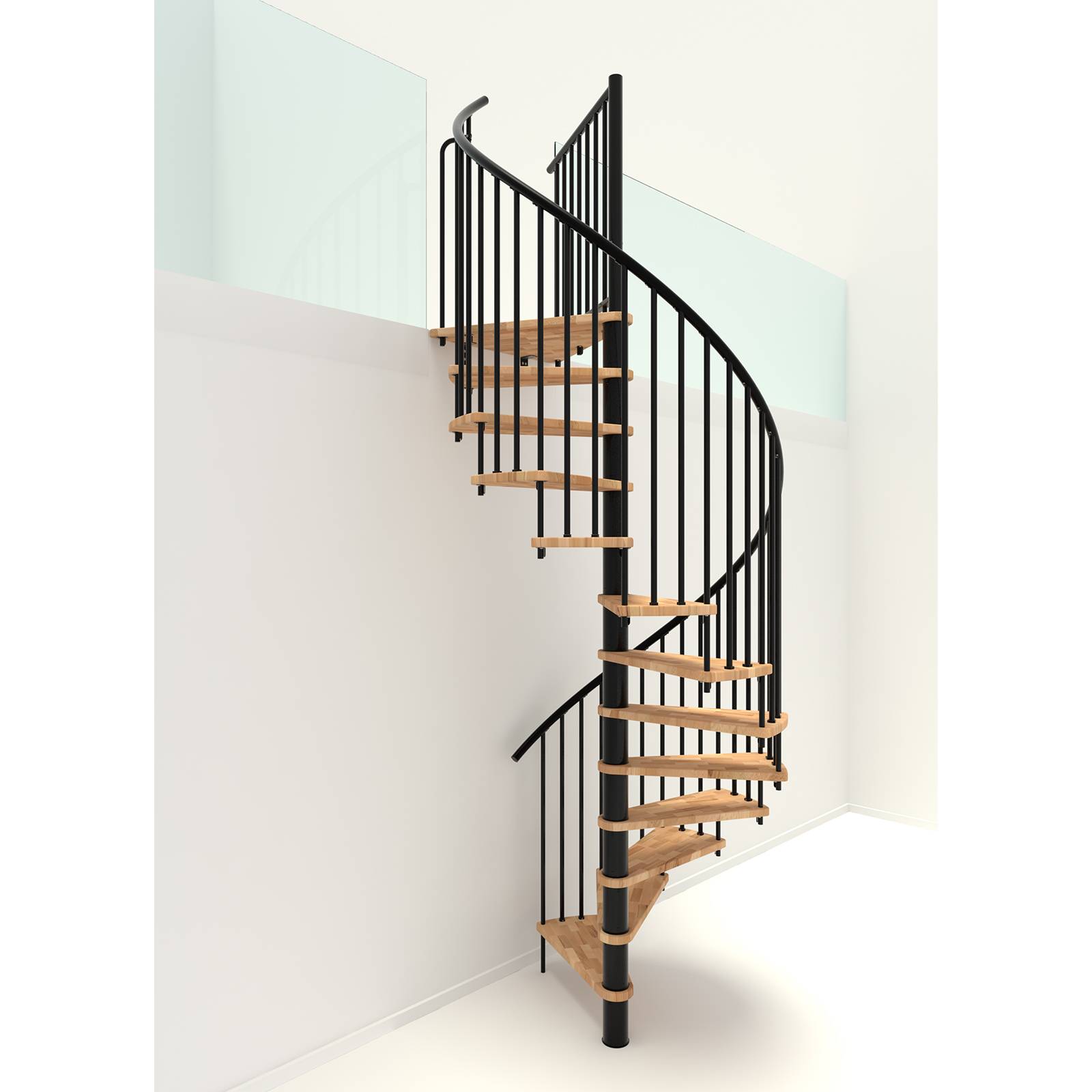 Minka Spindeltreppe Spiral Smart 38 - 305,5cm Geschosshöhe Buche Schwarz 100cm Durchmesser