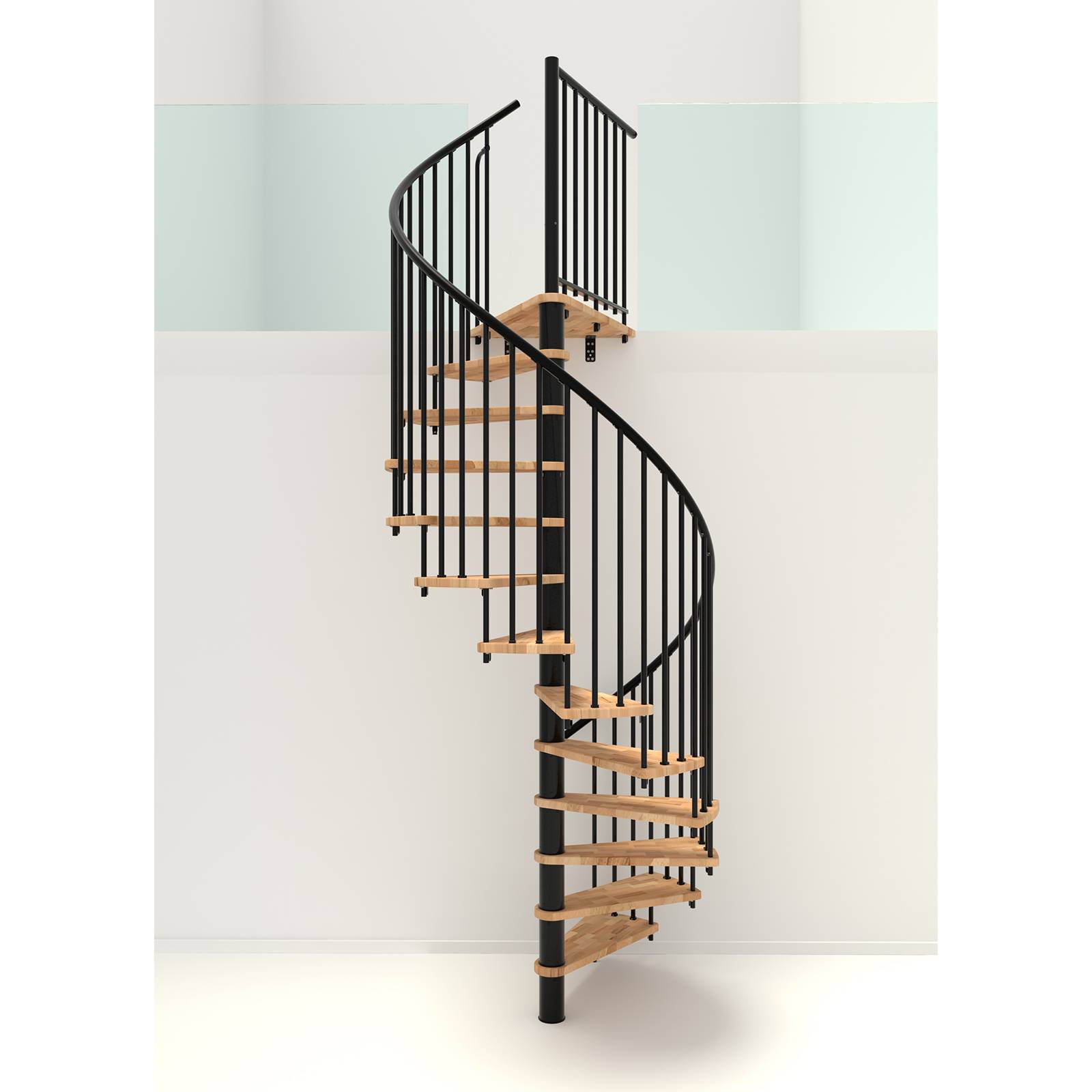 Minka Spindeltreppe Spiral Smart 38 - 305,5cm Geschosshöhe Buche Schwarz 100cm Durchmesser