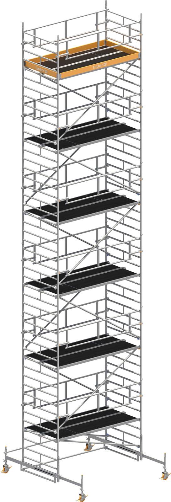 Layher Rollgerüst Uni Breit P2 Safety Plus mit Doppelgeländer 13,38m AH