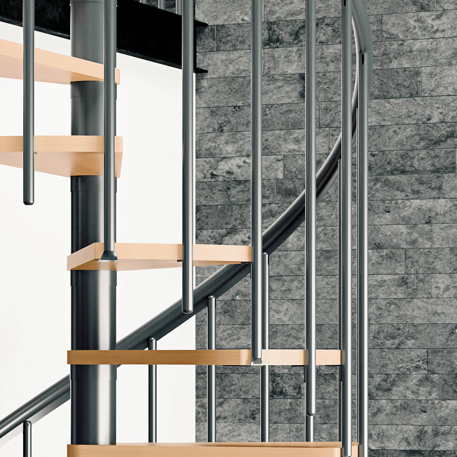 Dolle Spindeltreppe Montreal Buche/anthrazit 252-282cm Geschosshöhe Ø140cm