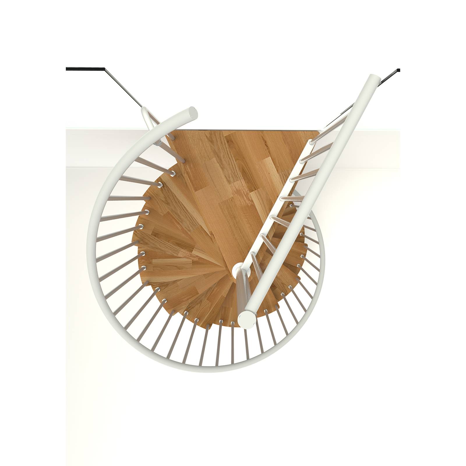 Minka Spindeltreppe Spiral Smart 38 - 305,5cm Geschosshöhe Eiche Weiß 120cm Durchmesser