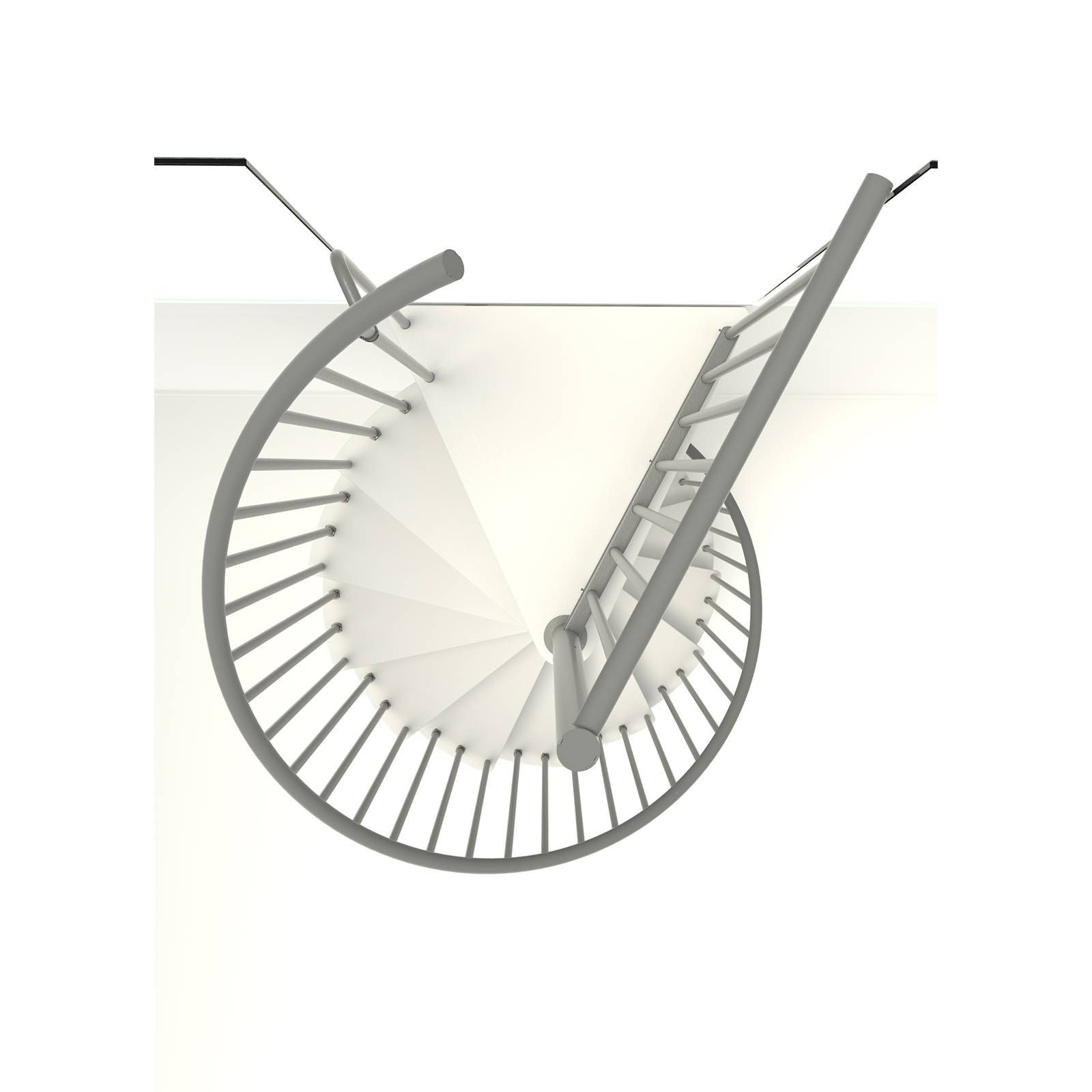 Minka Spindeltreppe Spiral Smart 38 - 305,5cm Geschosshöhe Weiß Grau 120cm Durchmesser