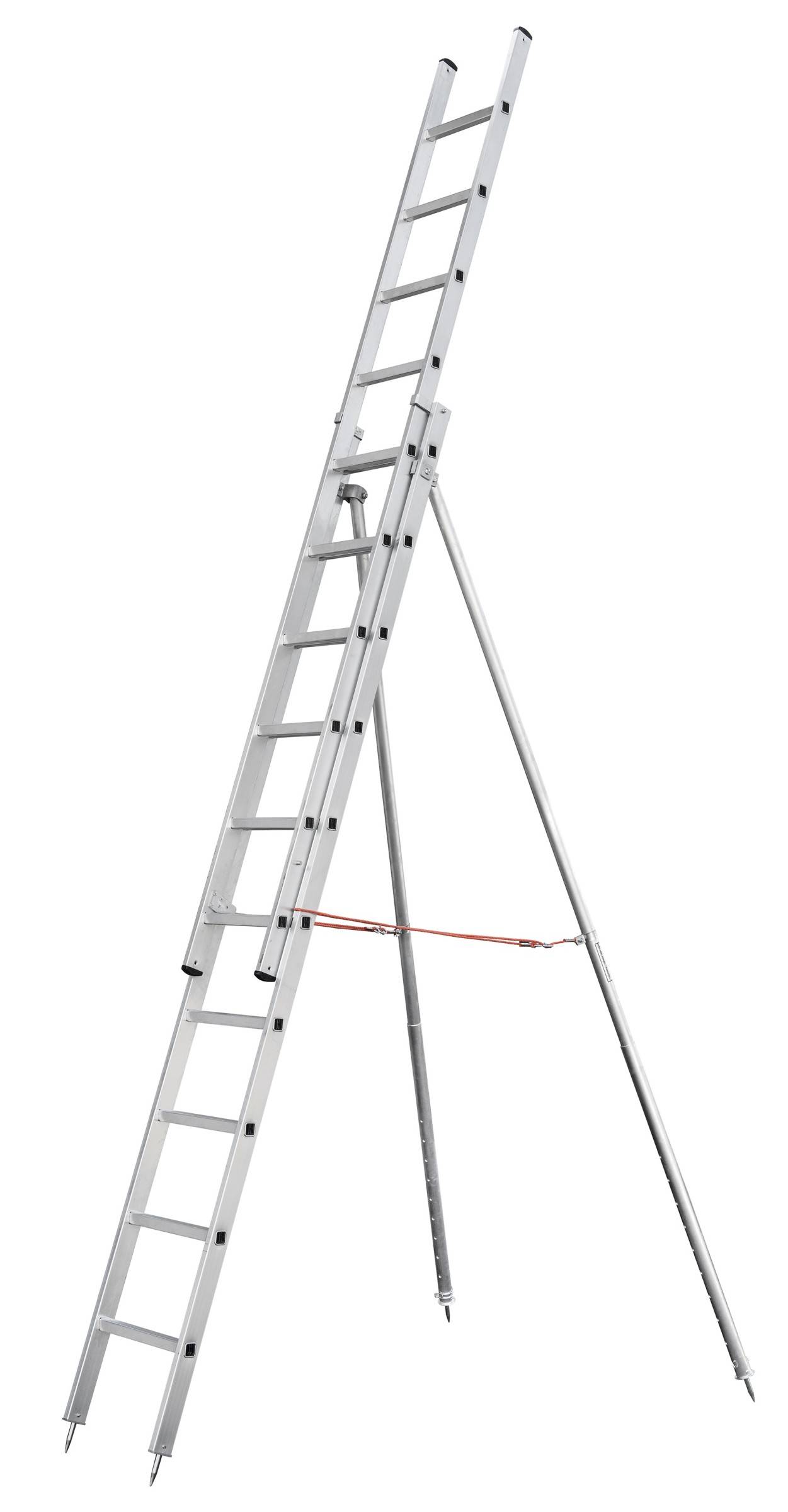 Siedra Obstbaumschiebeleiter mit ausziehbaren Stützen 2x12 Sprossen