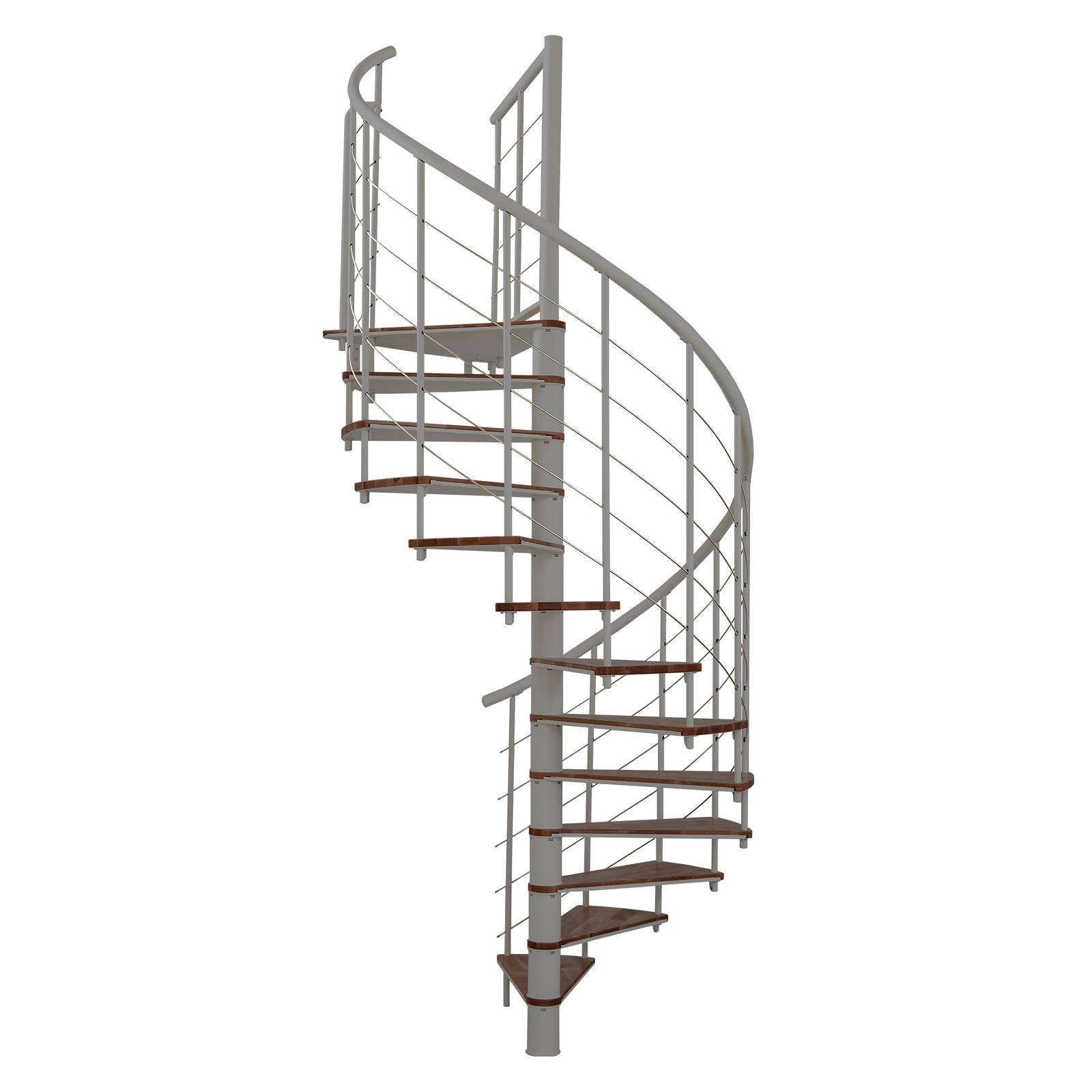 Minka Spindeltreppe Fusion 37 - 295cm Geschosshöhe Walnuss Grau 140cm Durchmesser