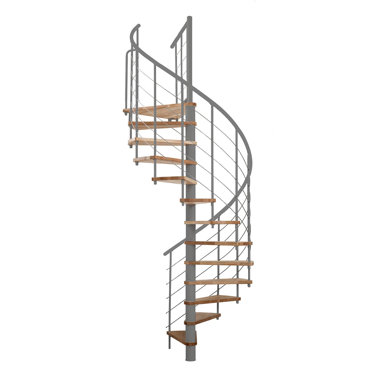Minka Spindeltreppe Venezia Smart 38 - 305,5cm Geschosshöhe Buche Grau 100cm Durchmesser
