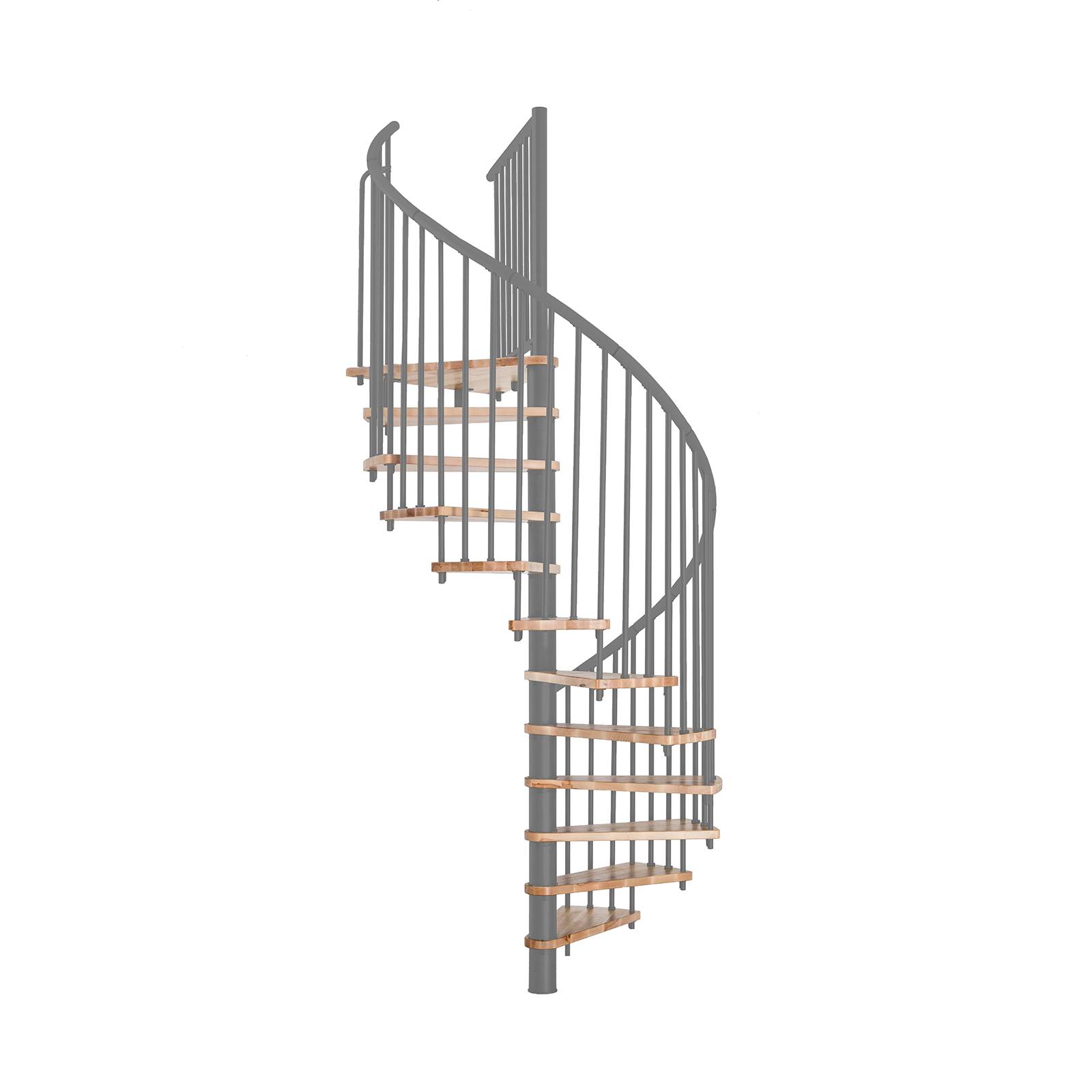 Minka Spindeltreppe Spiral Effect 38 - 305,5cm Geschosshöhe Buche Grau 140cm Durchmesser