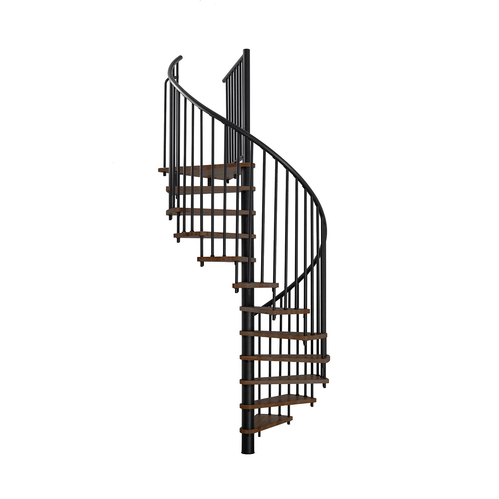 Minka Spindeltreppe Spiral Smart 38 - 305,5cm Geschosshöhe Walnuss Schwarz 140cm Durchmesser
