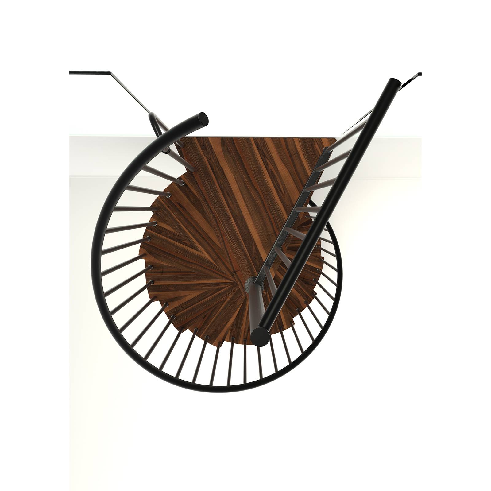Minka Spindeltreppe Spiral Smart 38 - 305,5cm Geschosshöhe Walnuss Schwarz 140cm Durchmesser