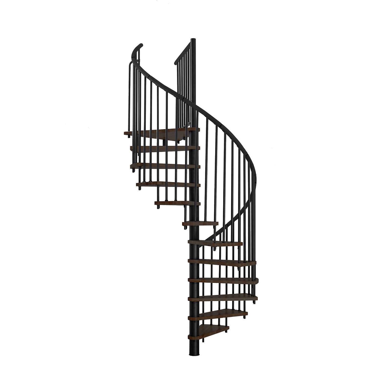 Minka Spindeltreppe Spiral Effect 38 - 305,5cm Geschosshöhe Walnuss Schwarz 140cm Durchmesser