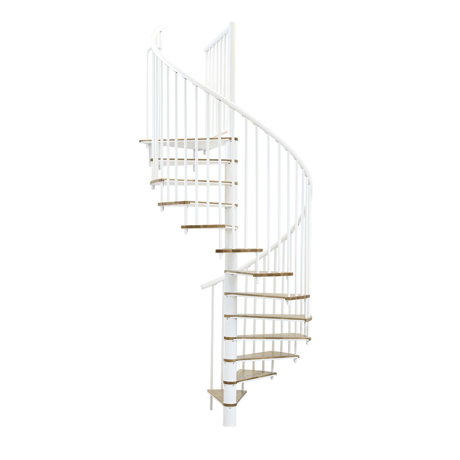 Minka Spindeltreppe Switch 36 - 295cm Geschosshöhe Eiche Weiß 140cm Durchmesser
