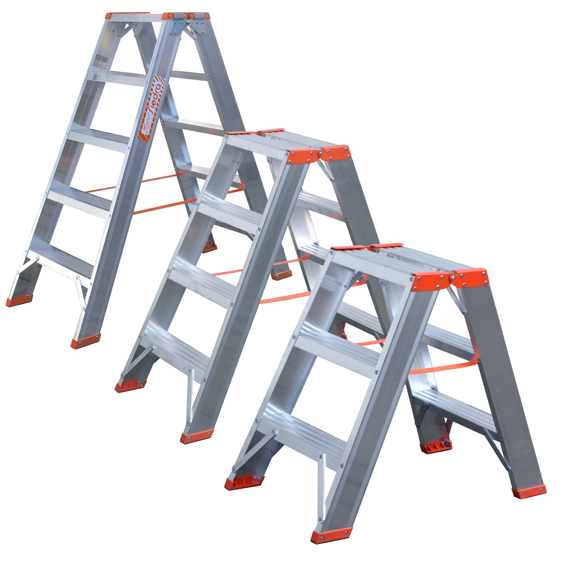 Siedra Stufenstehleiter 200 mit Vollwandprofilverstärkung 2x4 Stufen