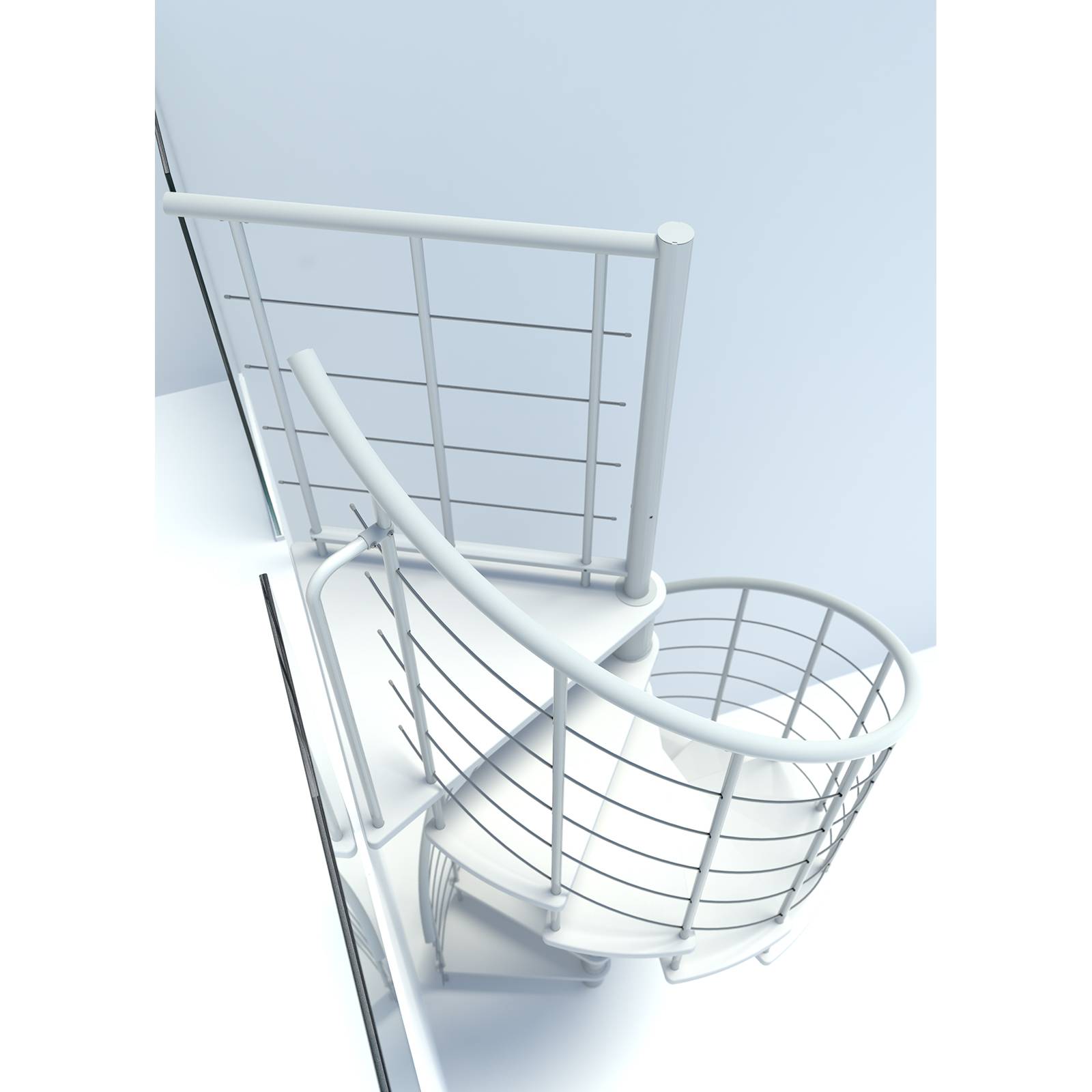 Minka Spindeltreppe Venezia Smart 38 - 305,5cm Geschosshöhe Weiß Weiß 140cm Durchmesser