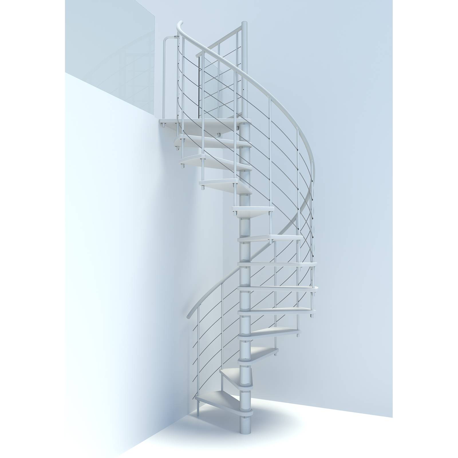 Minka Spindeltreppe Venezia Smart 38 - 305,5cm Geschosshöhe Weiß Weiß 140cm Durchmesser