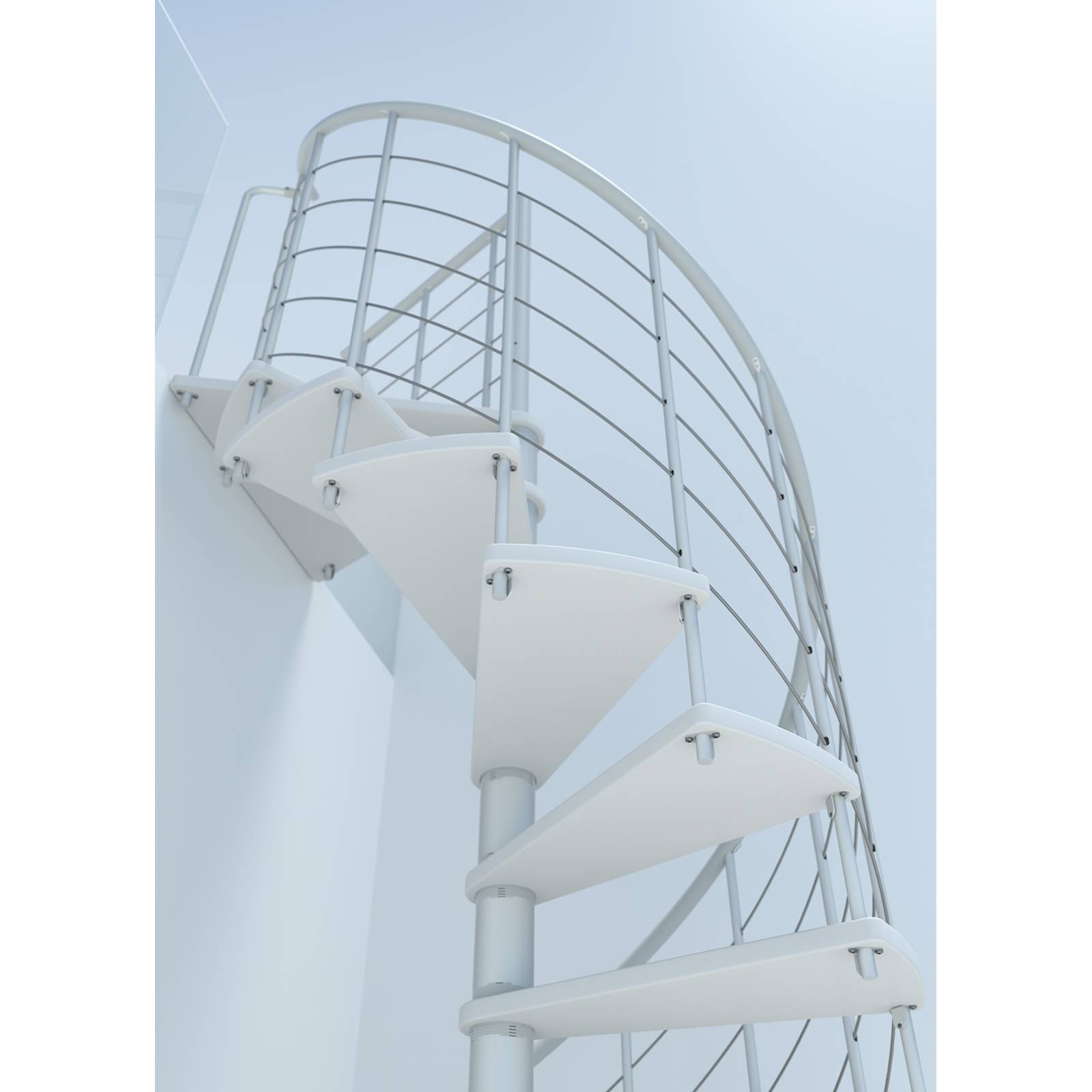 Minka Spindeltreppe Venezia Smart 38 - 305,5cm Geschosshöhe Weiß Weiß 140cm Durchmesser