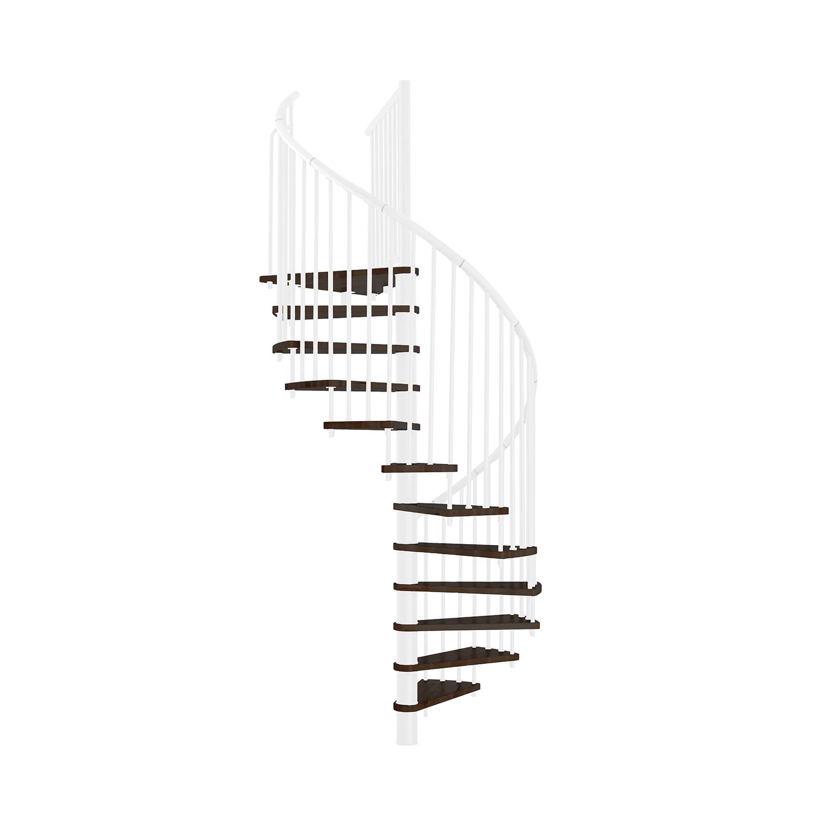 Minka Spindeltreppe Spiral Effect 38 - 305,5cm Geschosshöhe Walnuss Weiß 140cm Durchmesser
