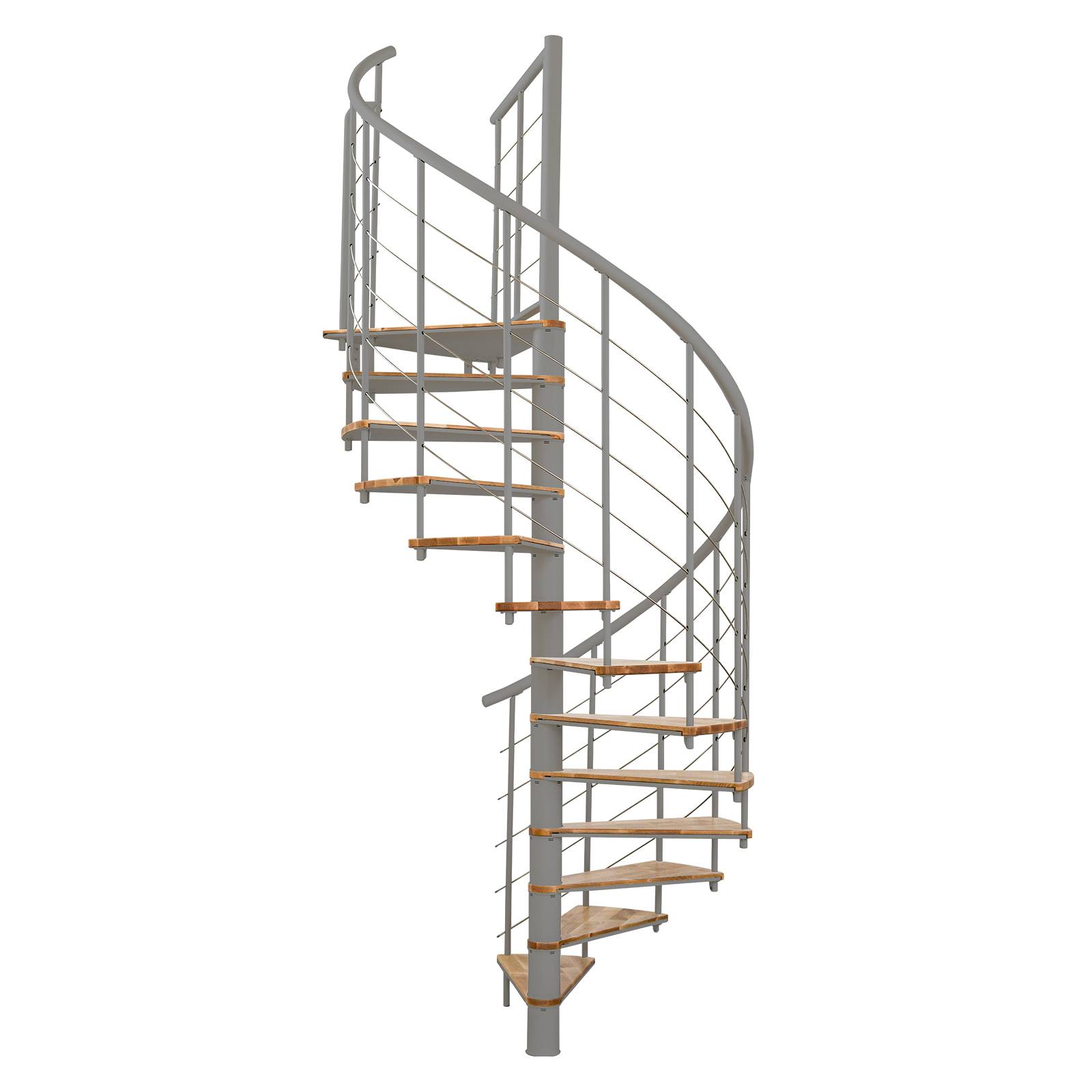 Minka Spindeltreppe Fusion 37 - 295cm Geschosshöhe Buche Grau 160cm Durchmesser