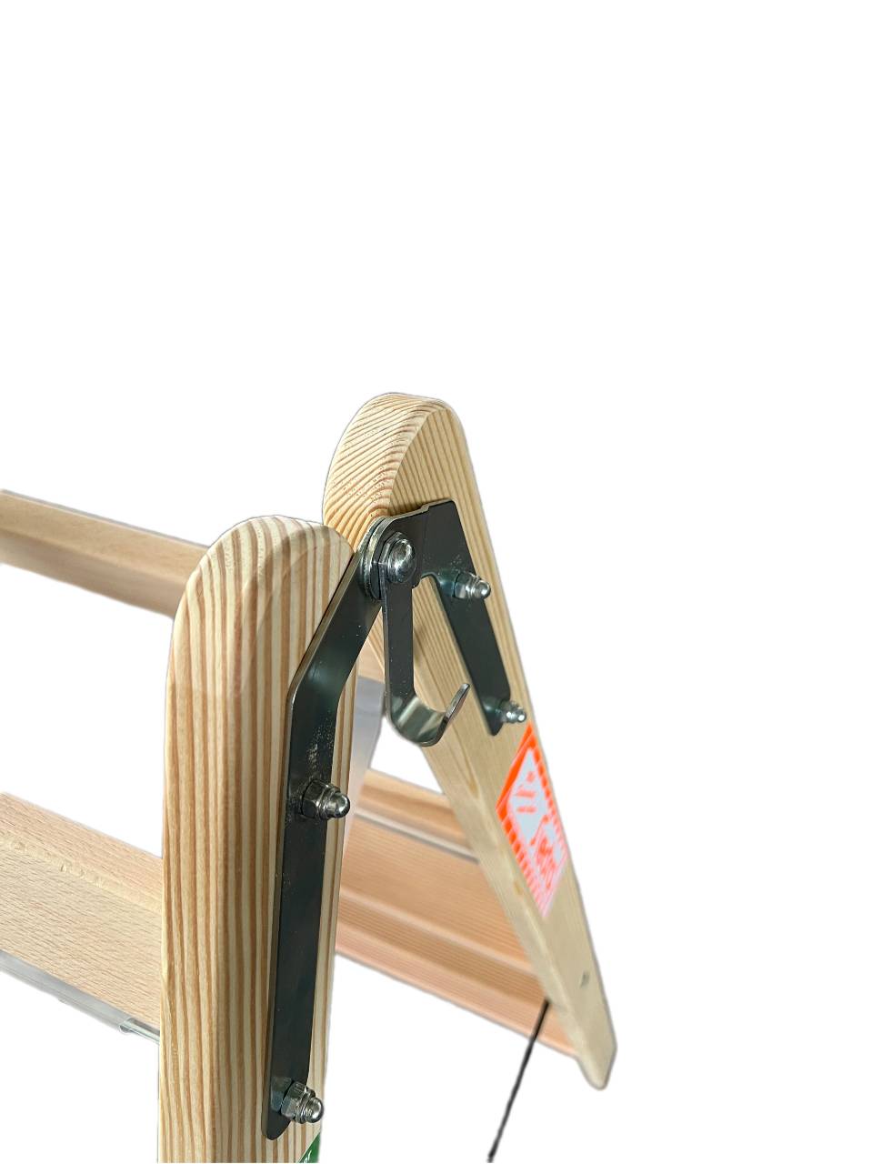 Siedra Holz Stufenstehleiter HSL nach TRBS 2121-2 mit Werkzeugtasche und Eimerhaken 2x4 Stufen