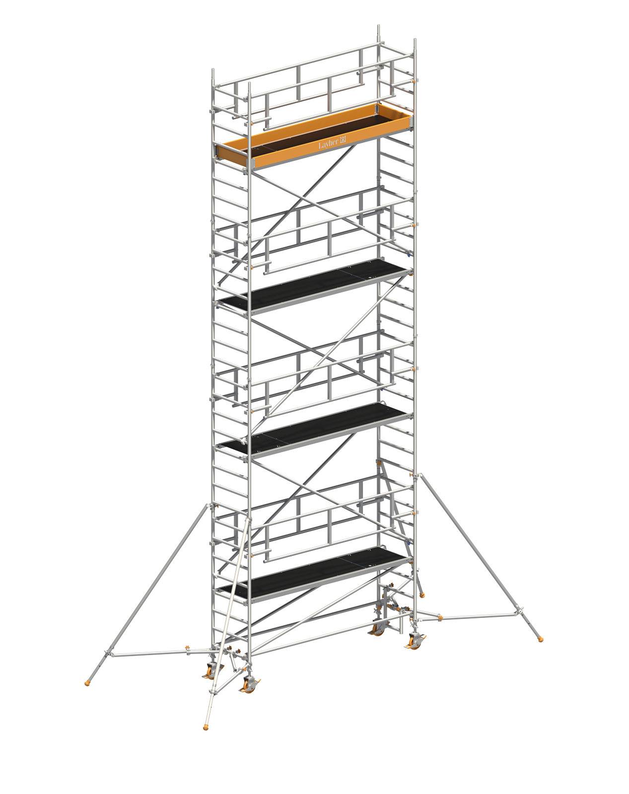 Layher Rollgerüst Uni Standard P2 Safety Plus mit Doppelgeländer und Gerüststützen 9,20m AH