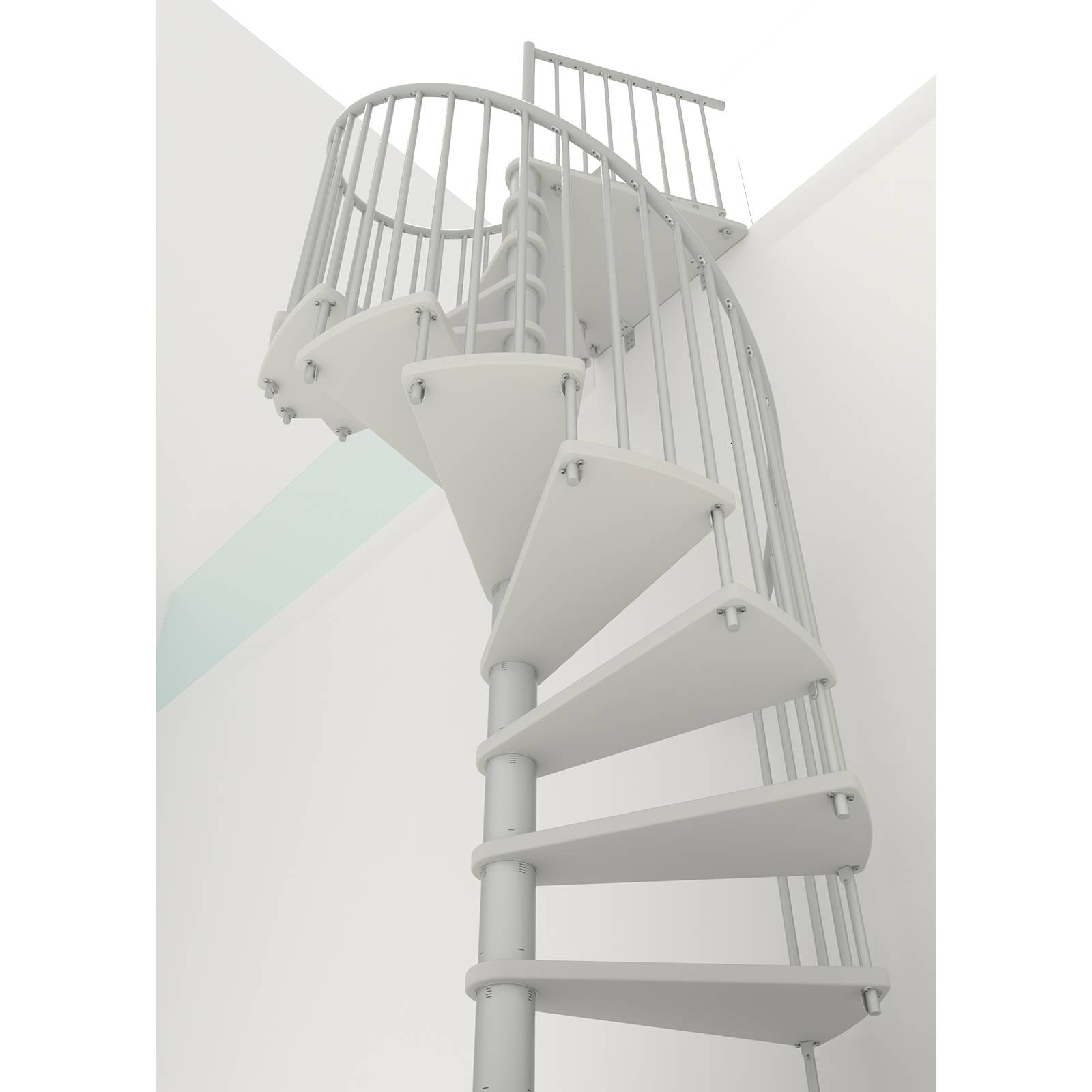 Minka Spindeltreppe Spiral Smart 38 - 305,5cm Geschosshöhe Weiß Weiß 140cm Durchmesser