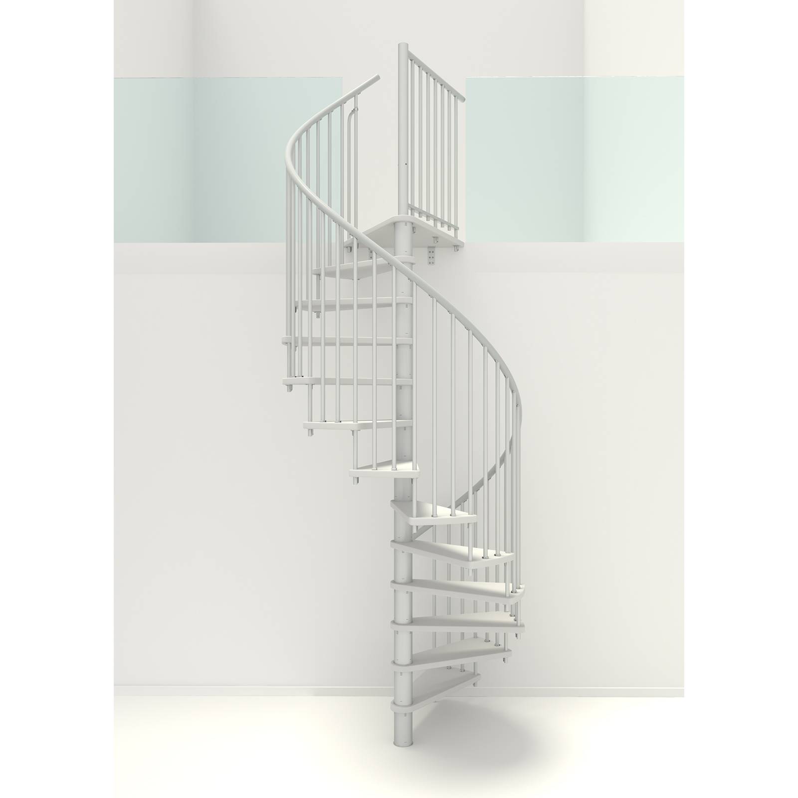 Minka Spindeltreppe Spiral Smart 38 - 305,5cm Geschosshöhe Weiß Weiß 140cm Durchmesser