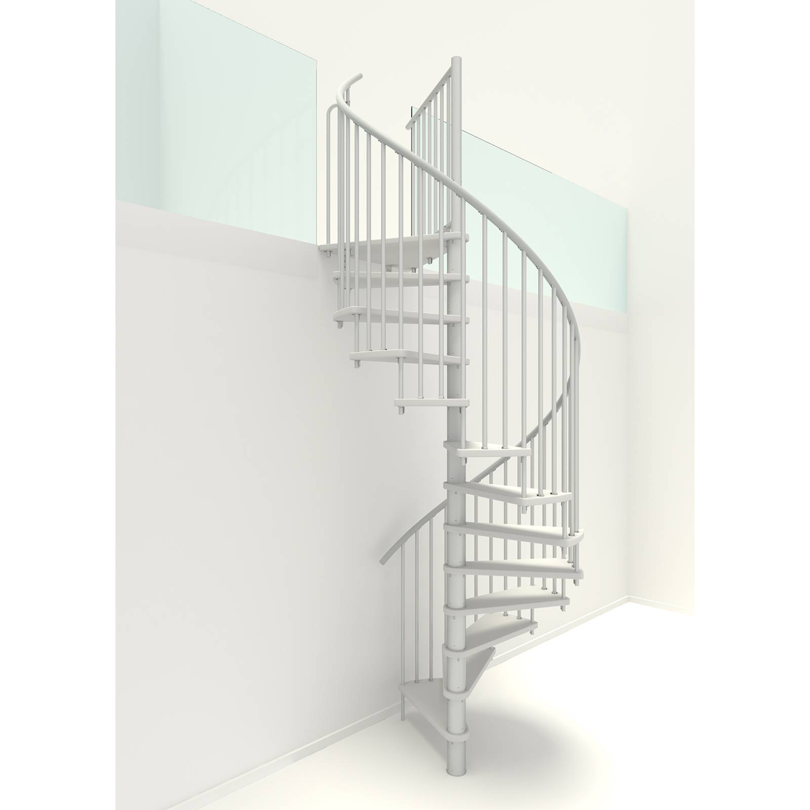 Minka Spindeltreppe Spiral Smart 38 - 305,5cm Geschosshöhe Weiß Weiß 120cm Durchmesser