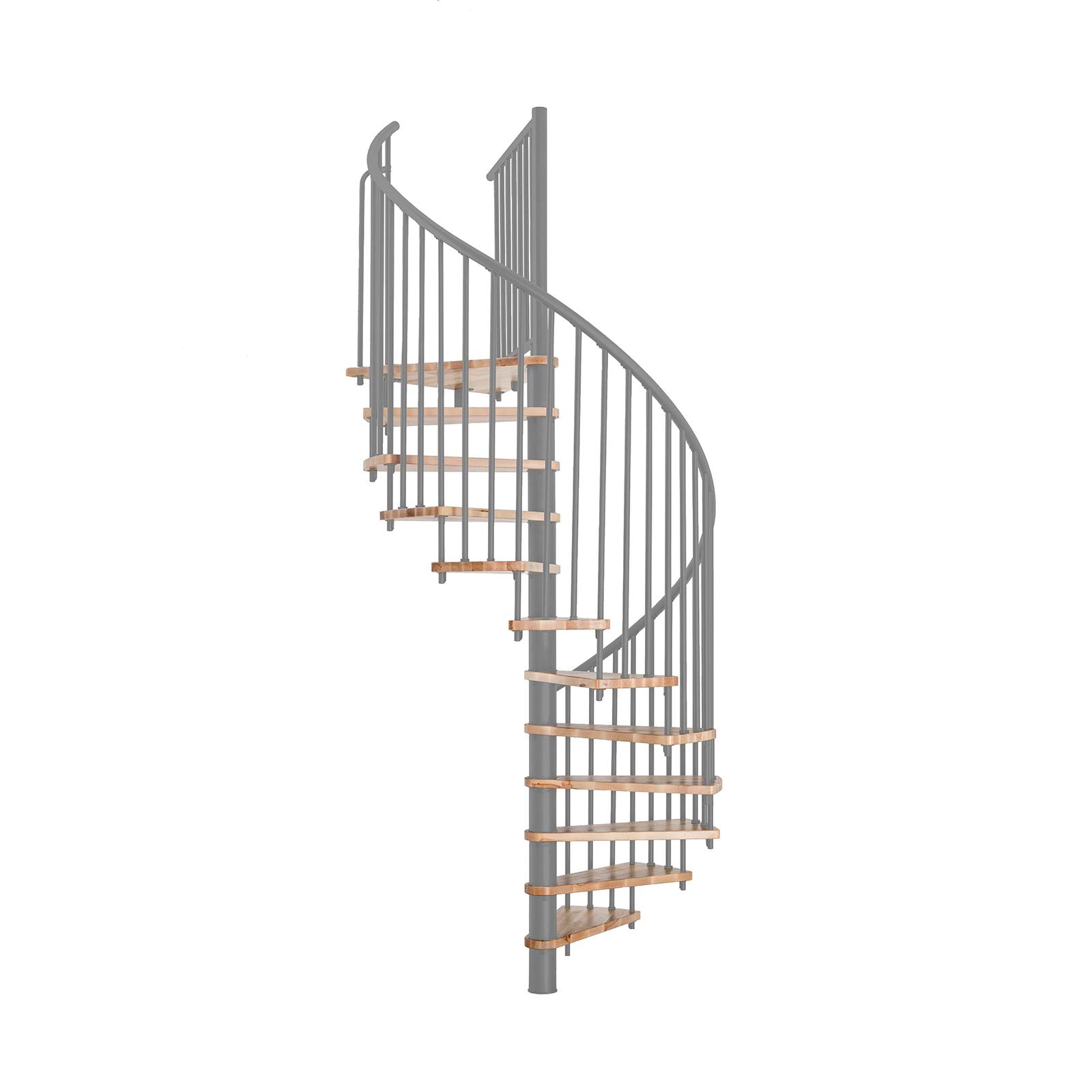 Minka Spindeltreppe Spiral Smart 38 - 305,5cm Geschosshöhe Buche Grau 140cm Durchmesser