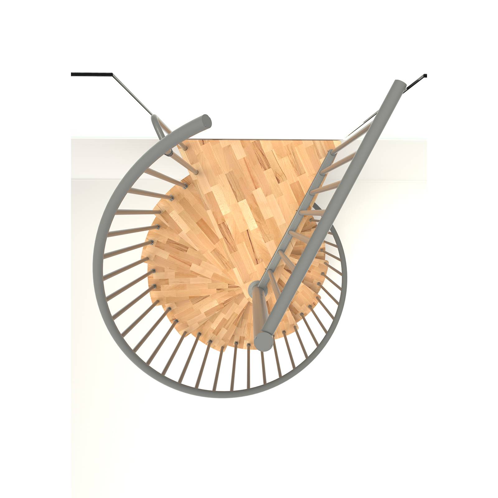 Minka Spindeltreppe Spiral Smart 38 - 305,5cm Geschosshöhe Buche Grau 140cm Durchmesser