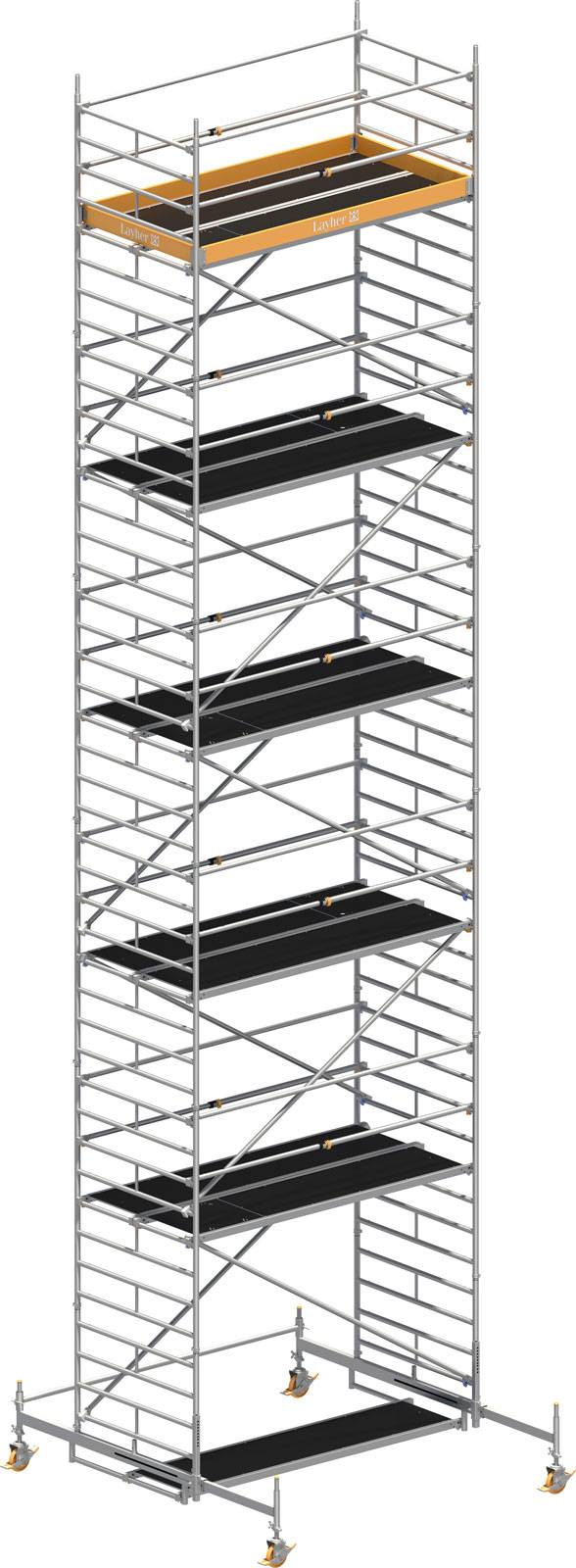 Layher Rollgerüst Uni Breit Sicherheitsaufbau P2 mit Uni Telegeländer 12,38m AH
