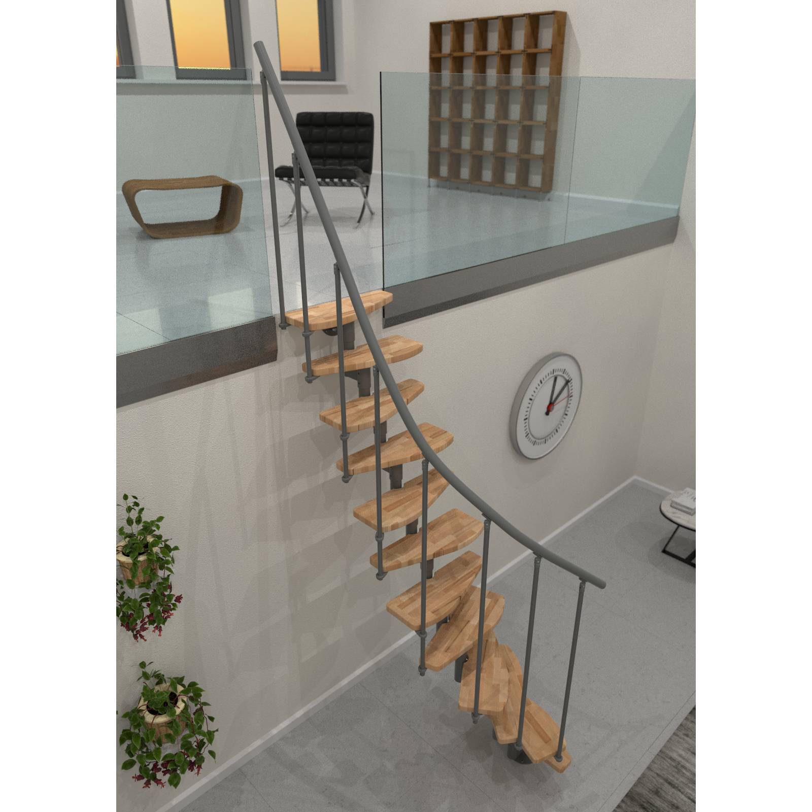 Minka Raumspartreppe Monte Carlo 35 - 293,8cm Geschosshöhe Buche Grau