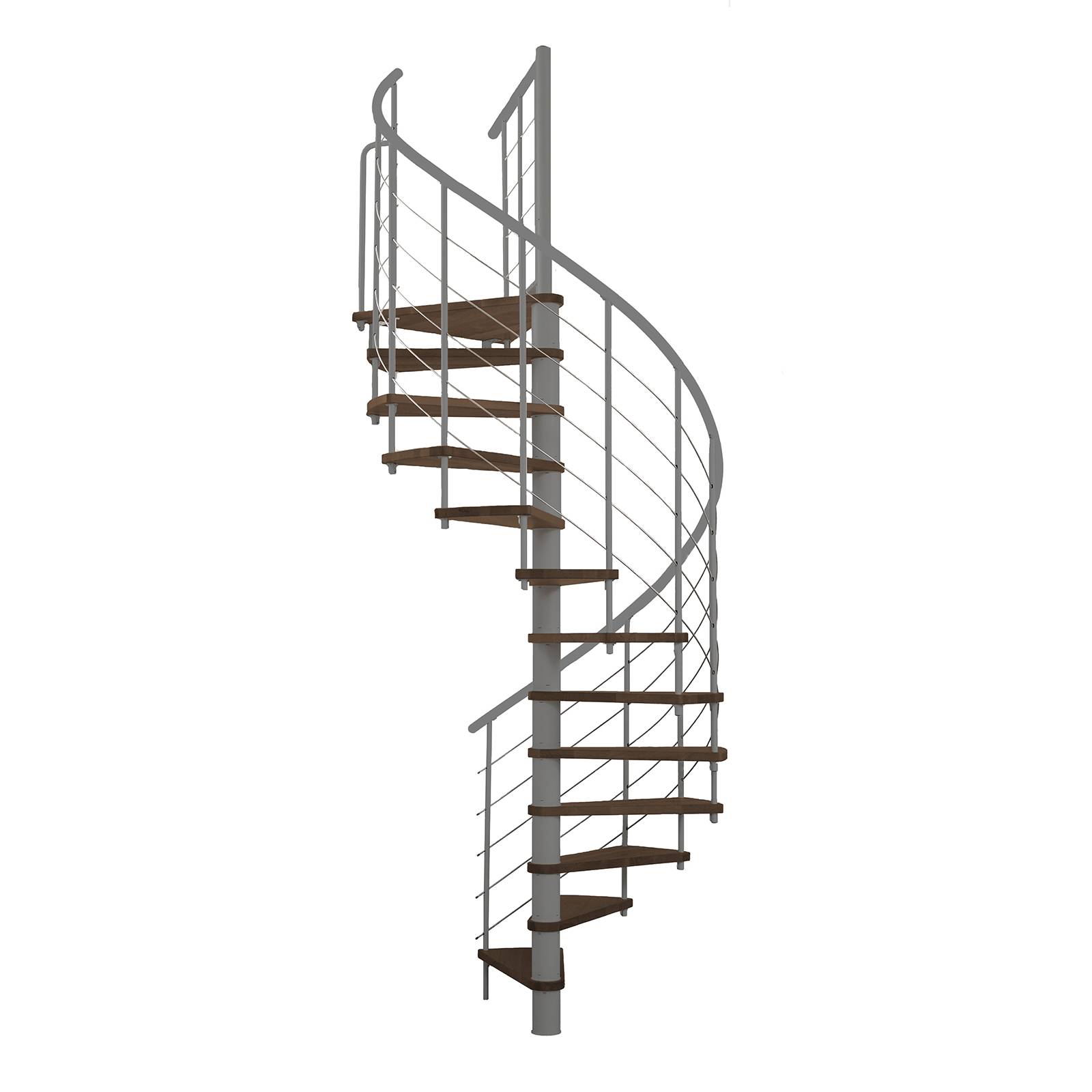 Minka Spindeltreppe Venezia Smart 38 - 305,5cm Geschosshöhe Walnuss Grau 160cm Durchmesser